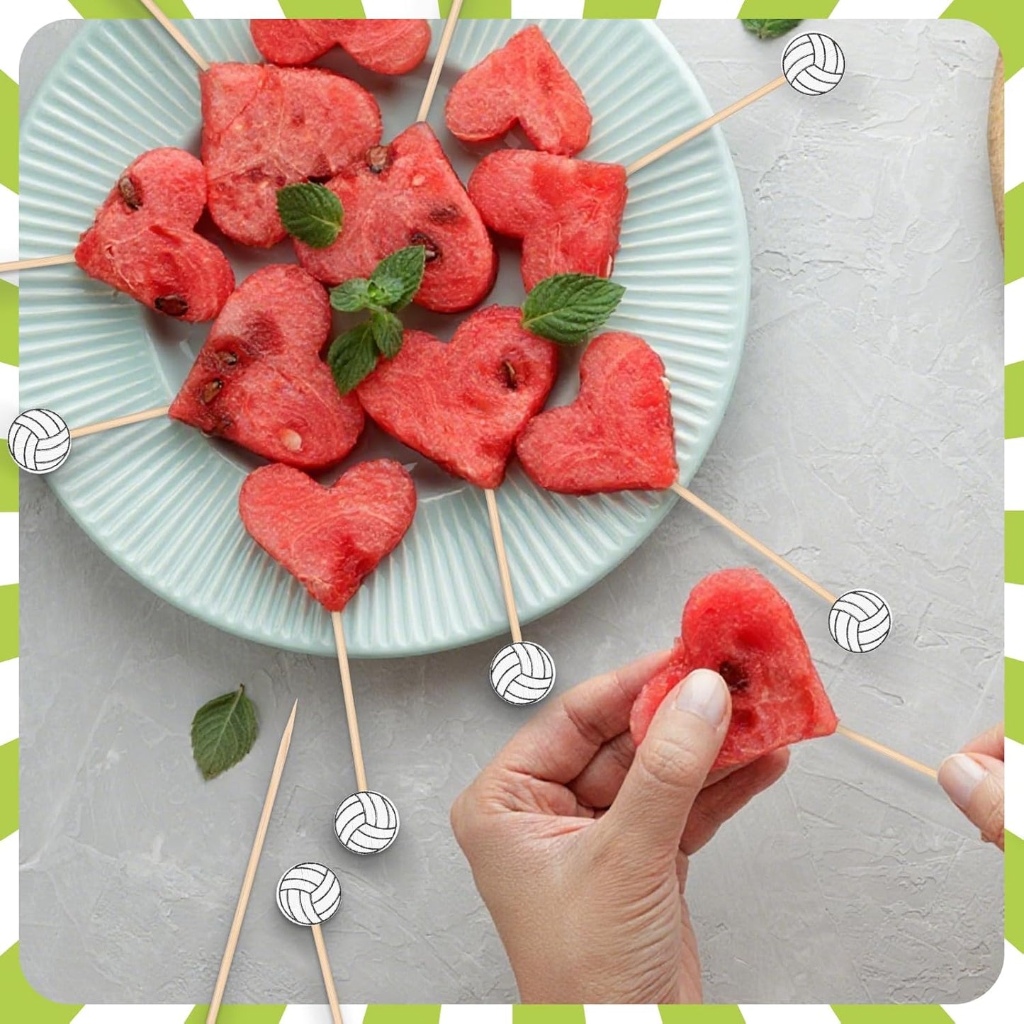 200 Pcs Volleyball Cocktail Picks 4.7" Toothpicks for Appetizer Drink Stirrer Birthday Party Decoration Cupcake Sandwich Fruit Skewer Bamboo Sticks Club Catering Event Buffet Holiday Party
