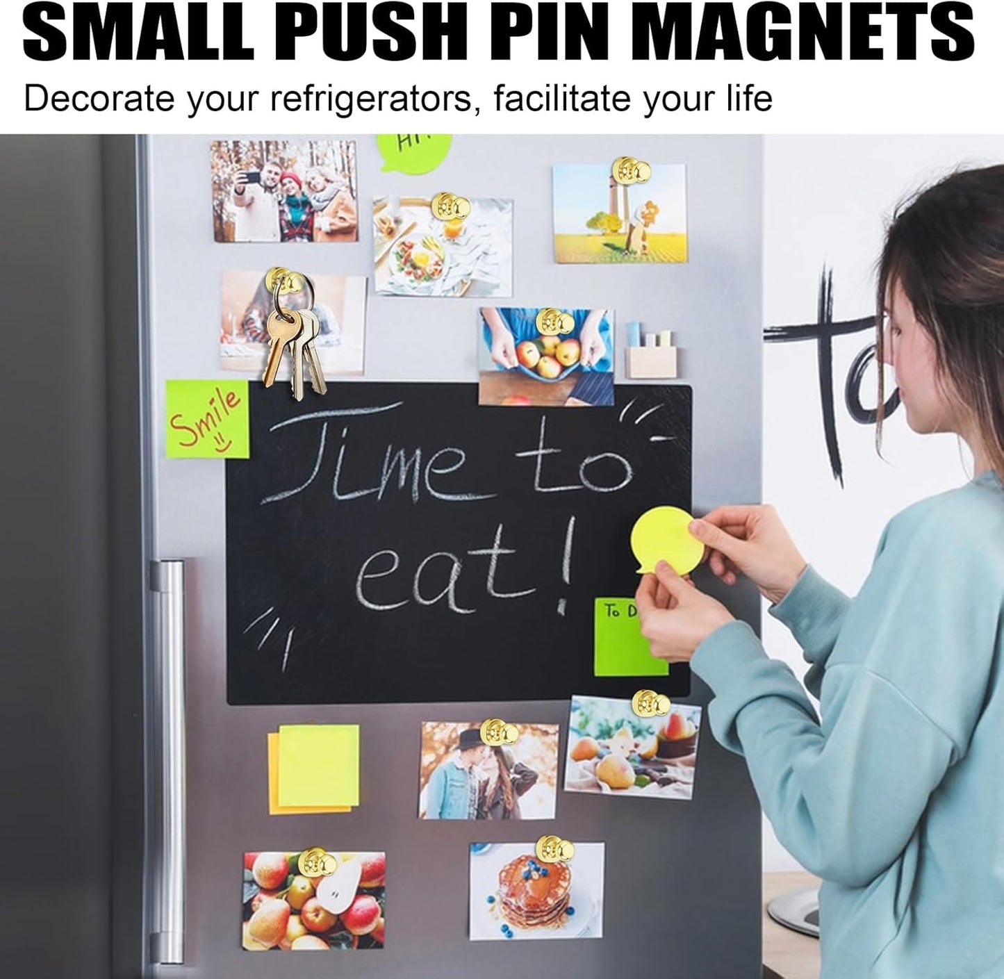 LOVIMAG Fridge Magnets 16Pcs Refrigerator Whiteboard Small Strong Magnet Classroom Kitchen Accessories Decorative Locker Set Decor Must Haves Office Calendar Refrigerador Magnetic Cute Crafts Gold