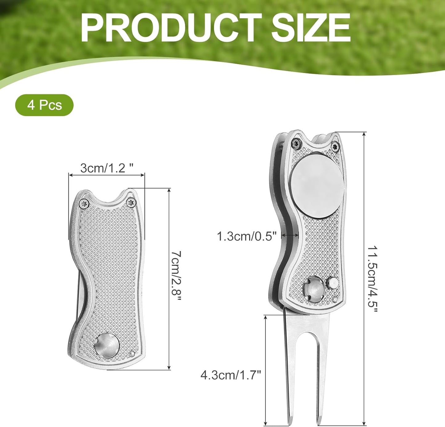 PATIKIL Golf Divot Repair Tool Foldable Metal Golf Green Divot Tool with Magnetic Ball Marker & Stainless Steel Fork