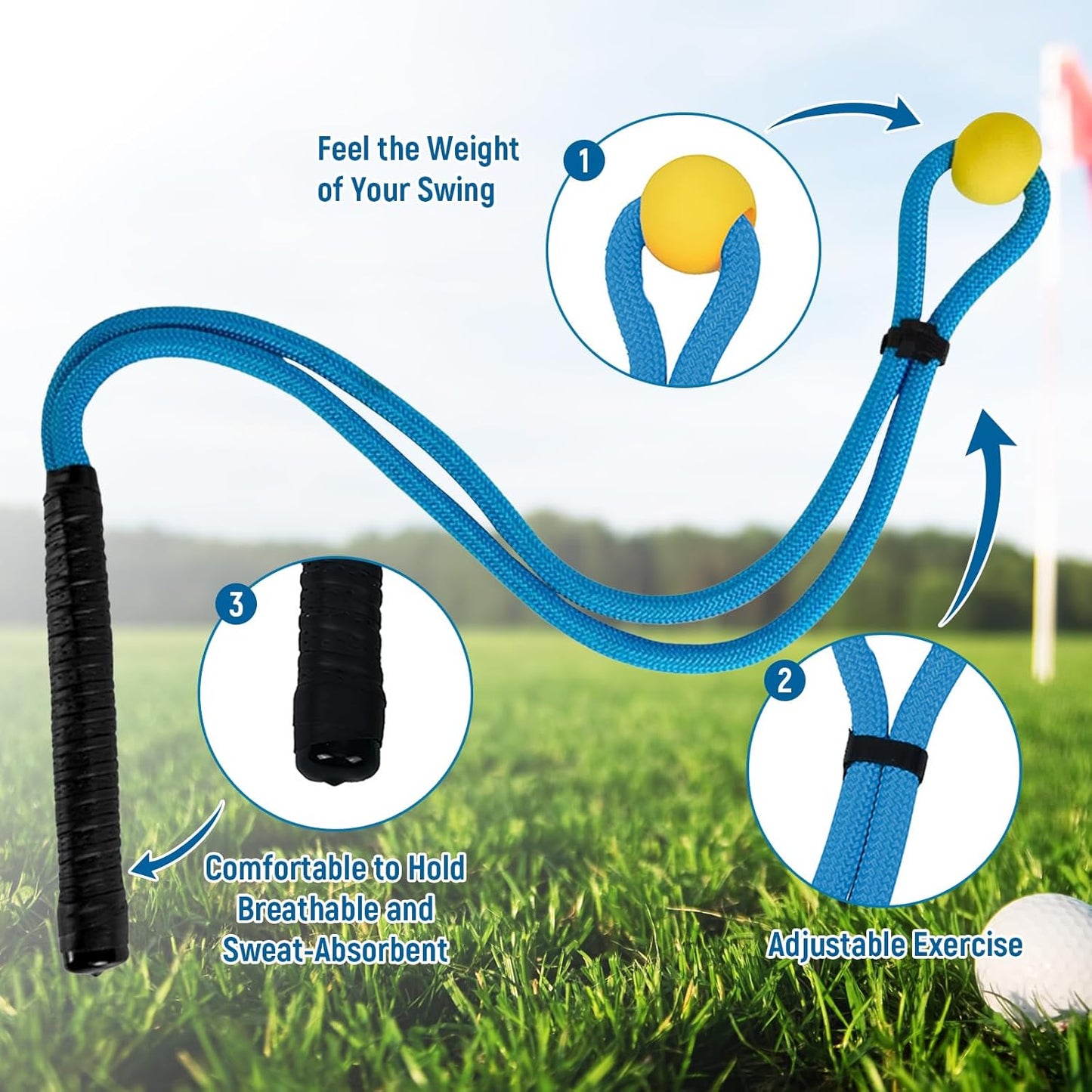 Golf Rope Swing Trainer, Golf Swing Training Aid, Golf Swing Trainer, Golf Training Aid, Golf Swing Trainers, Golf Speed Trainer, Can Improve Speed, Rhythm, Flexibility, and Strength