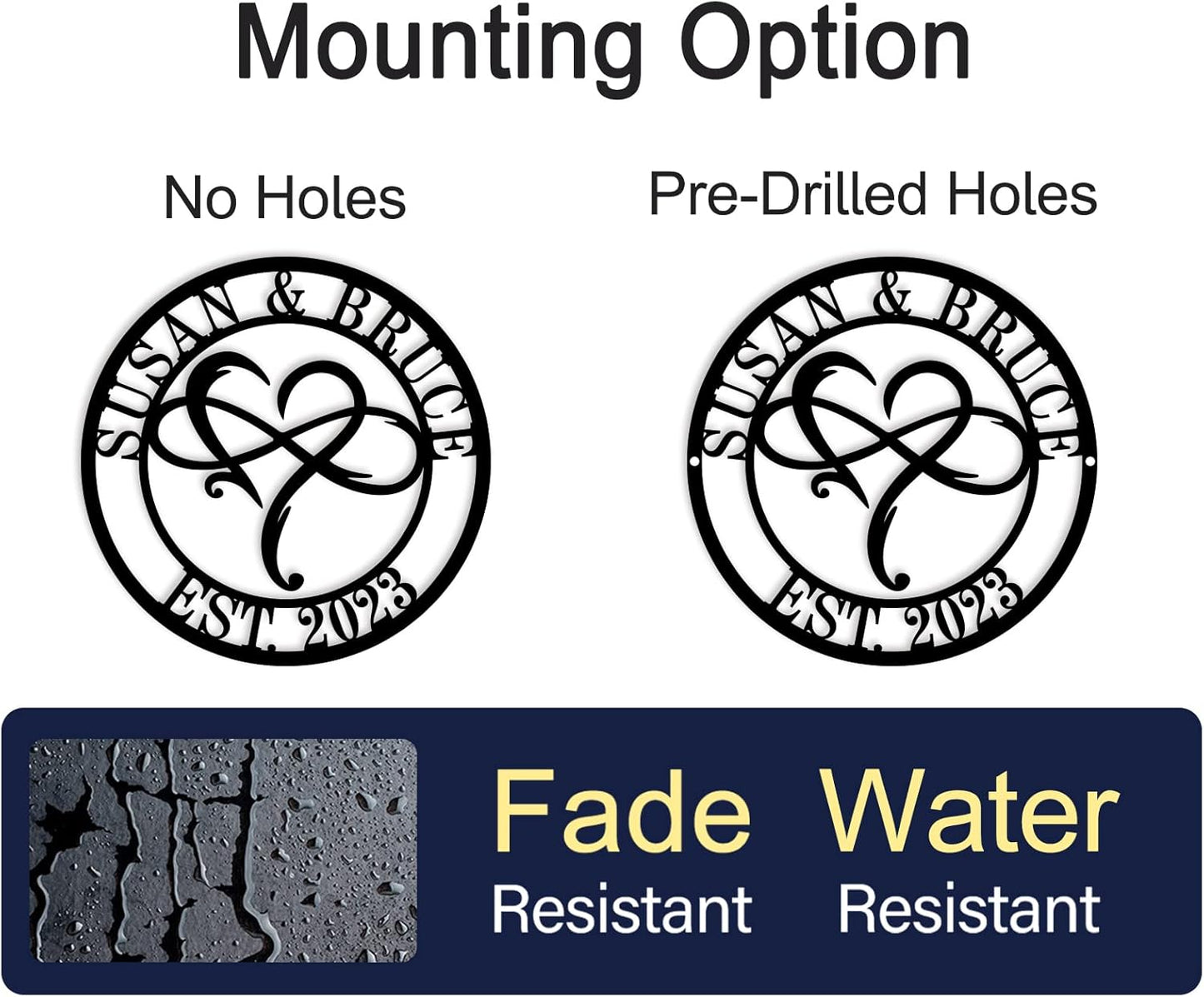 Custom Infinity Heart Wall Decor, Personalized Metal Name Sign, Custom Metal Sign,Name Sign, Outdoors, Last Name Wall Decor, Personalized Wedding Gifts