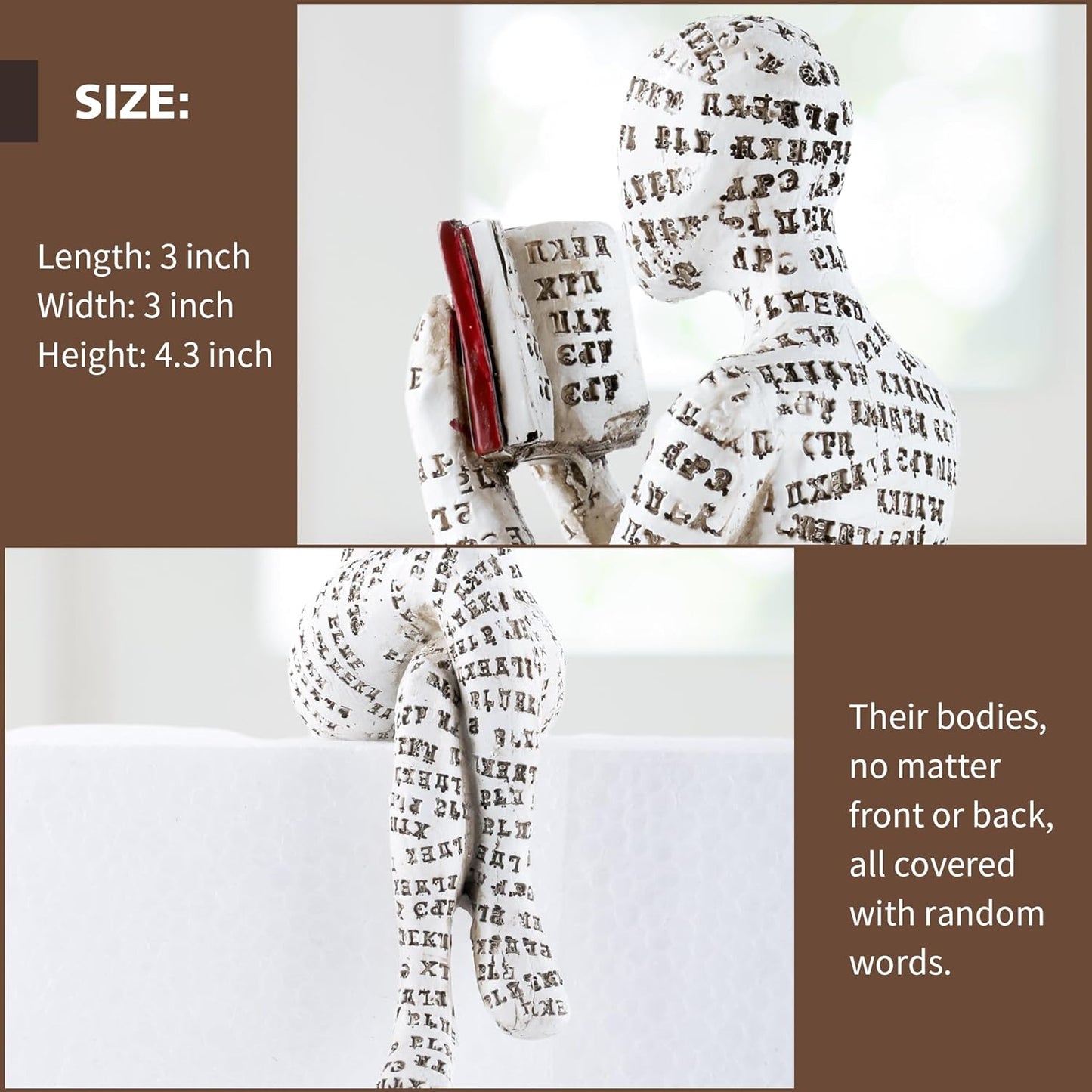 GRAPMKTG Home Decor Pulp Reading Women Thinker Statue Aesthetic Sculpture Room Decor Modern Abstract Decoration on Shelf Table Desk for Living Room Office Bedroom H