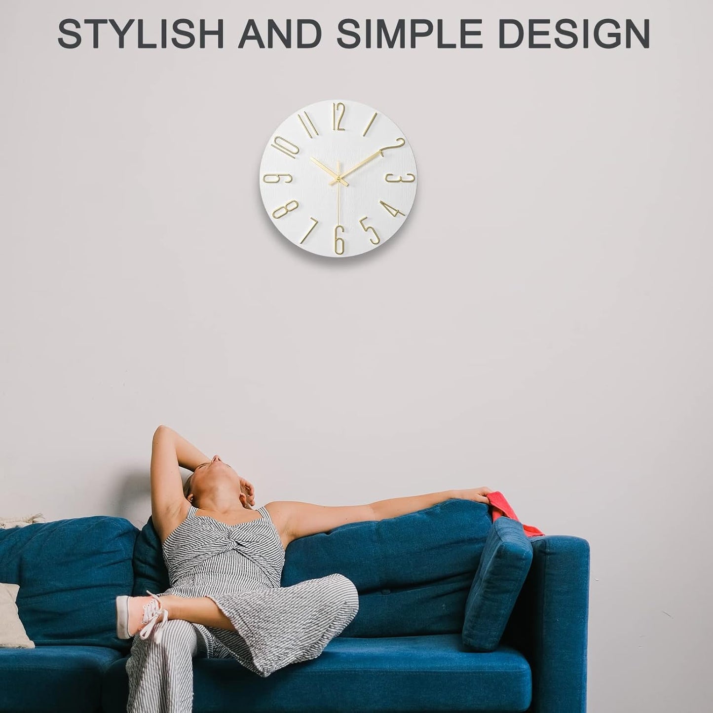 Wall Clock, Silent Clock, Wall Clocks Battery Operated， 12 inch Modern Wall Clock, Suitable for Offices, Living Rooms, Kitchens, Homes, Schools (White)