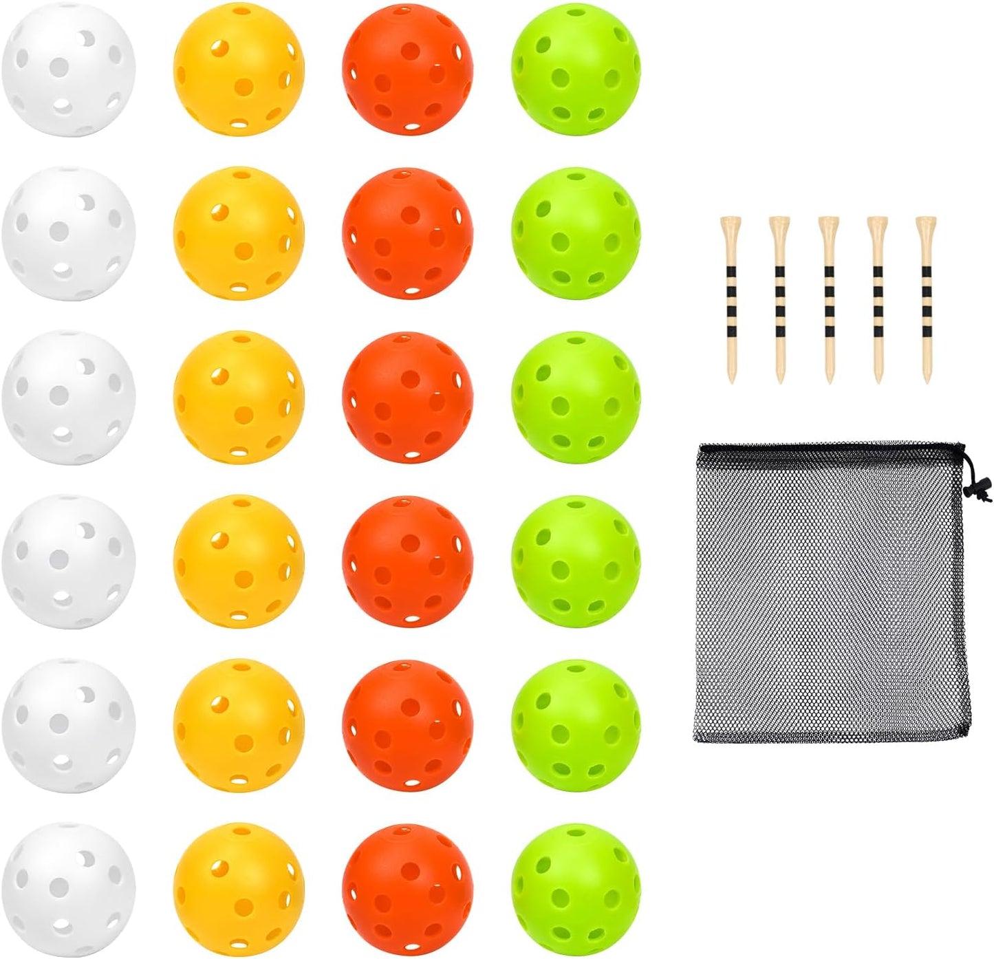 Plastic Golf Balls Practice Limited Flight Golf Training Ball Hollow Swing Practice Indoor Golf Balls with Mesh Drawstring Bag for Backyard Driving Range or Outdoor