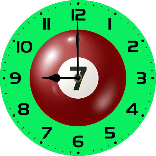 Soliyoahee Billiards Clock Round Wooden Wall Clock Home Decor Silent No Tick Battery Powered for Living Room Bedroom Kitchen Bathroom 10inch