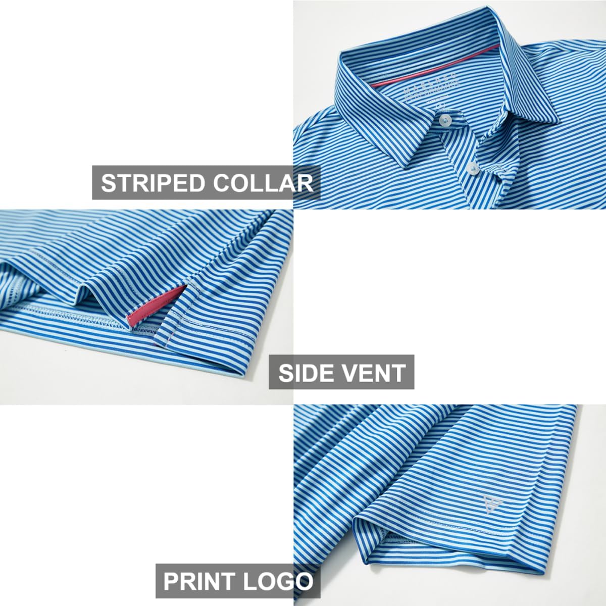 Golf Shirts for Men Dry Fit Short Sleeve Print Performance Moisture Wicking Polo Shirt