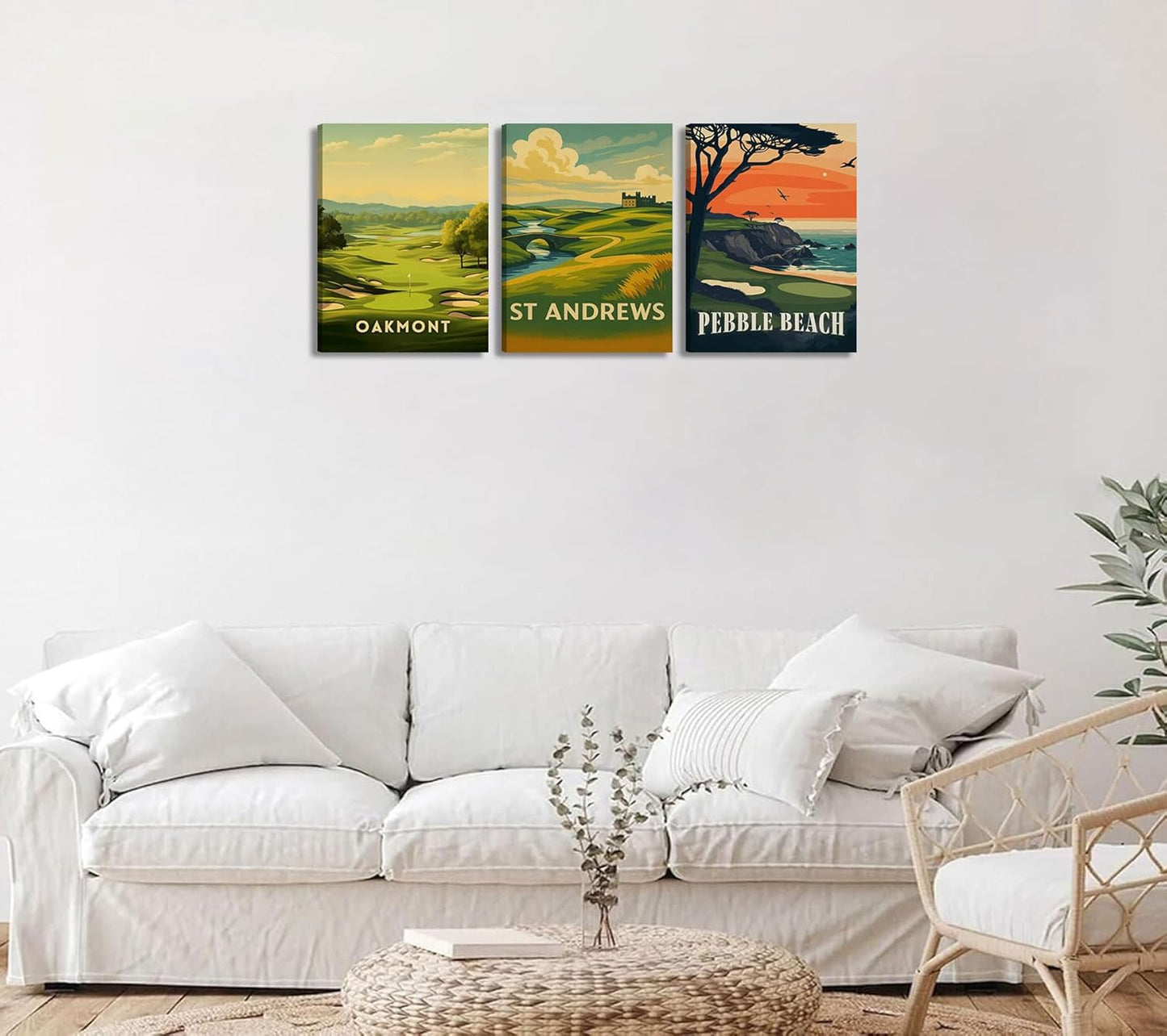 3 Pcs Golf Course Canvas Wall Art Country Club Sports Painting Picture Wall Decor Picturesque Golf Course Poster Print Artwork Of Modern Home Office Bedroom Gallery Living Room Home Home Decoration