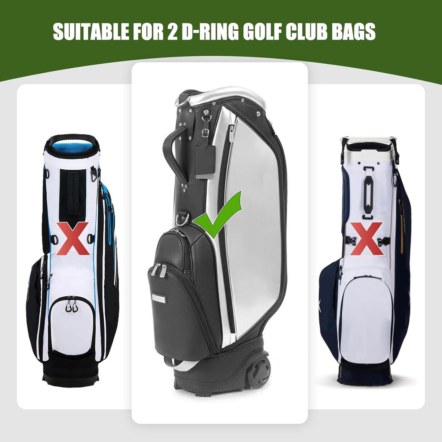 Golf Bag Strap Replacement Golf Bag Shoulder Strap Adjustable Single Padded Shoulder Strap Waterproof Golf Bag Backpack Straps (Black-USA Flag)