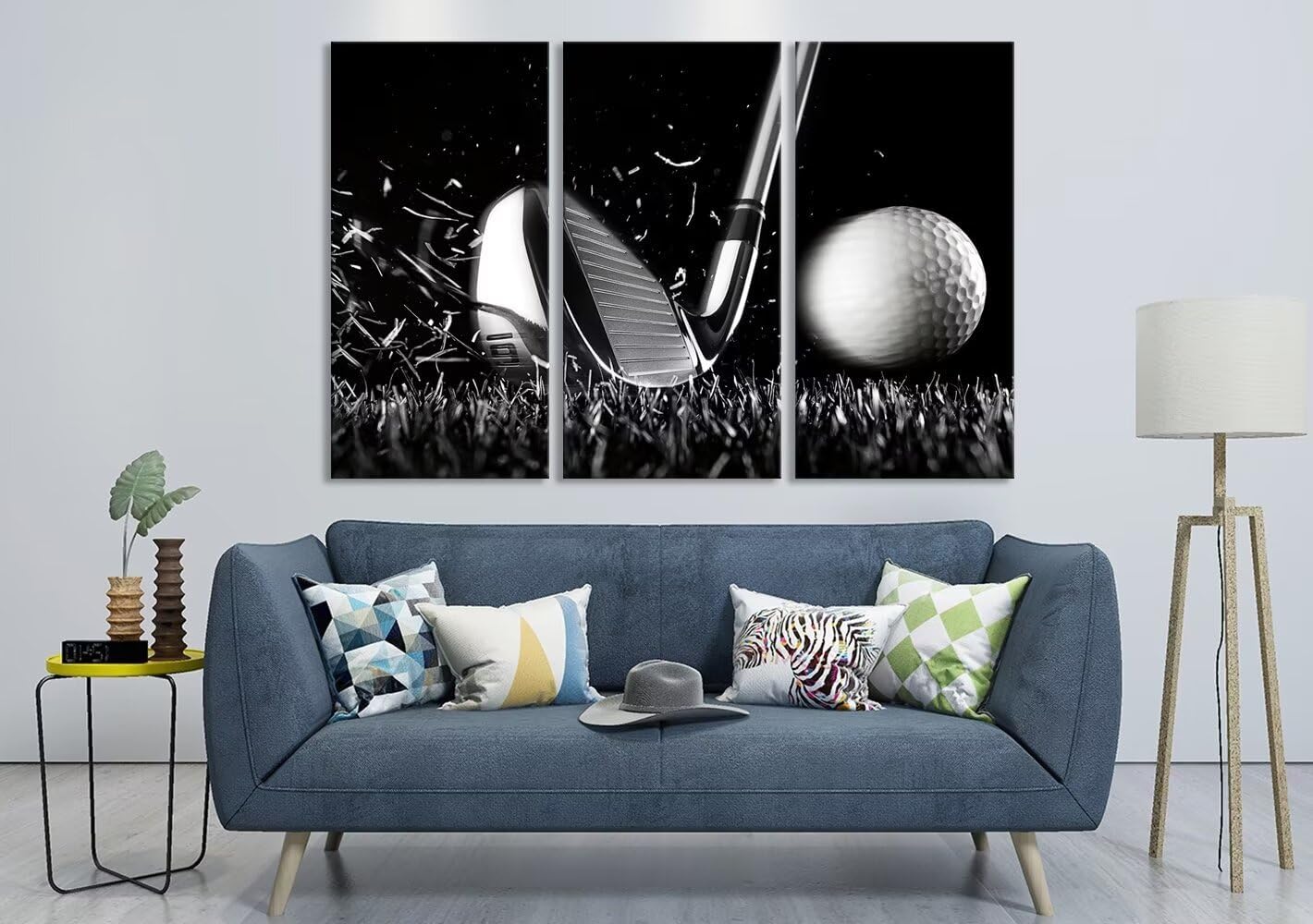 chenchenArt Black and White Golf Wall Art for Living Room Bedroom Home Decorations Golf Wall Decor for Office Golf Pictures Posters Canvas Prints Modern Artwork Framed Ready to Hang(20''W x 40''H x3)