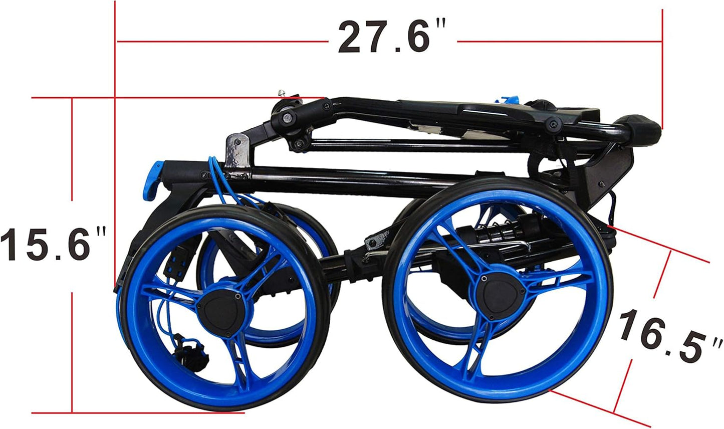 Folding Golf Push Cart 4 Wheel with Foot Brake – 1-Second Open & Close Golf Bag Cart, Adjustable Handle, Ball-Bearing Wheels, Lightweight Aluminum Frame, Umbrella Holder Included