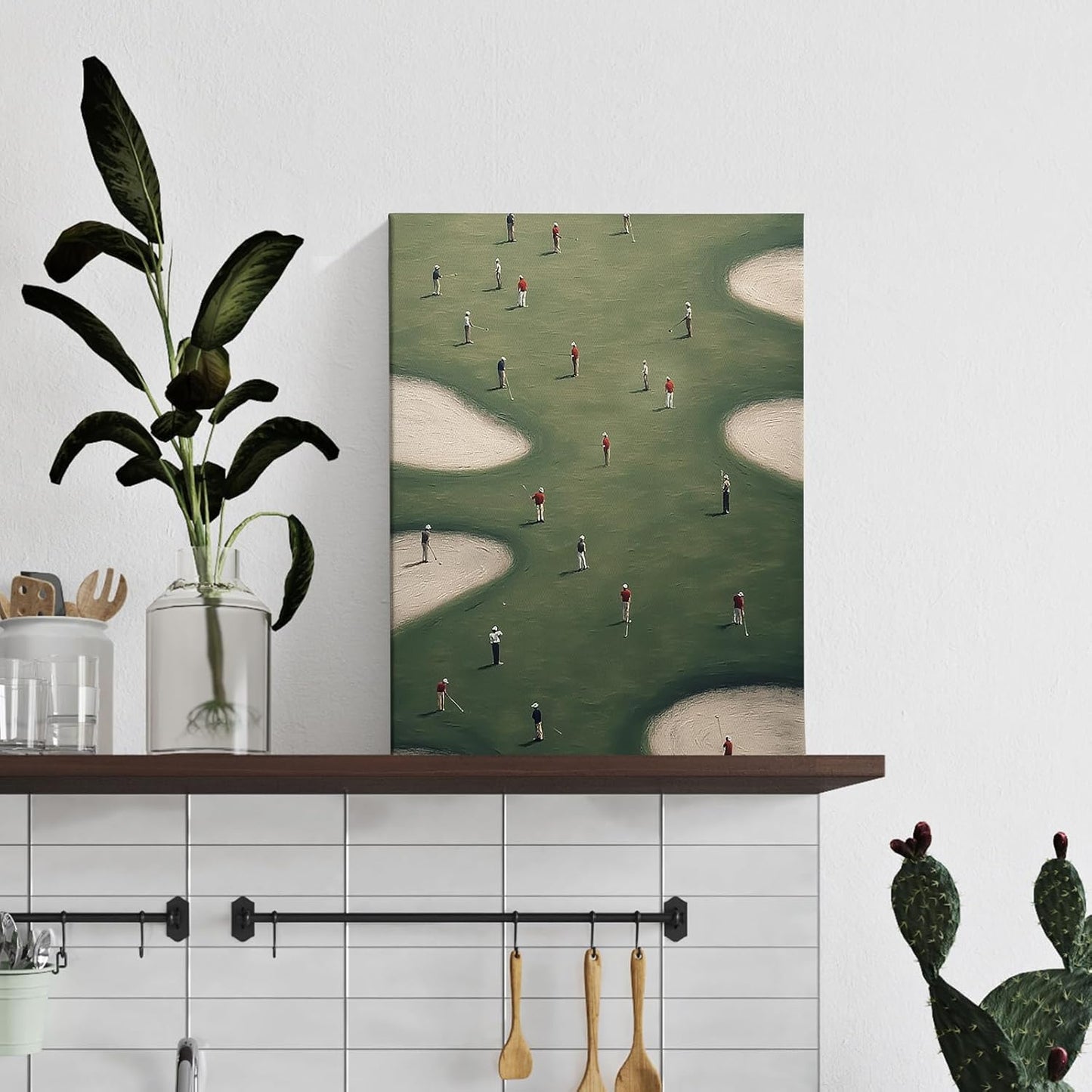 Zeuiwr Vintage Green Golf Framed Wall Decor, Golf Course Sports Canvas Wall Art, Golfer Gifts Pictures Prints Artwork for Home Sports Room Bedroom Gallery Decor, 11x14 Inches