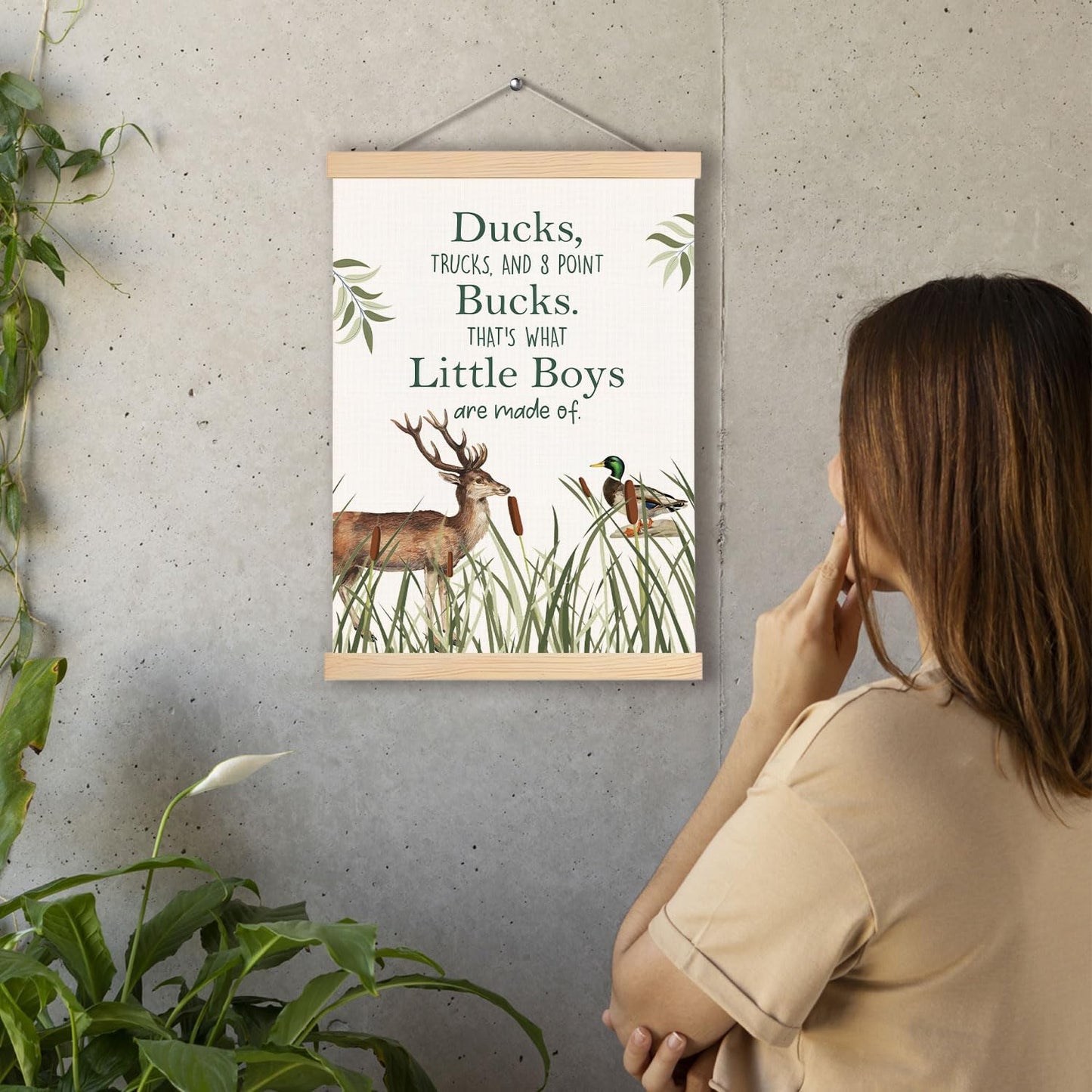 pouep Deer Duck Boy Nursery Wall Art Poster, Forest Nursery Decor, Wild Woods Deer Mallard Duck Canvas Prints Wall Decor for Toddler Kids Boys Bedroom Playroom Classroom, 16x24 Inches