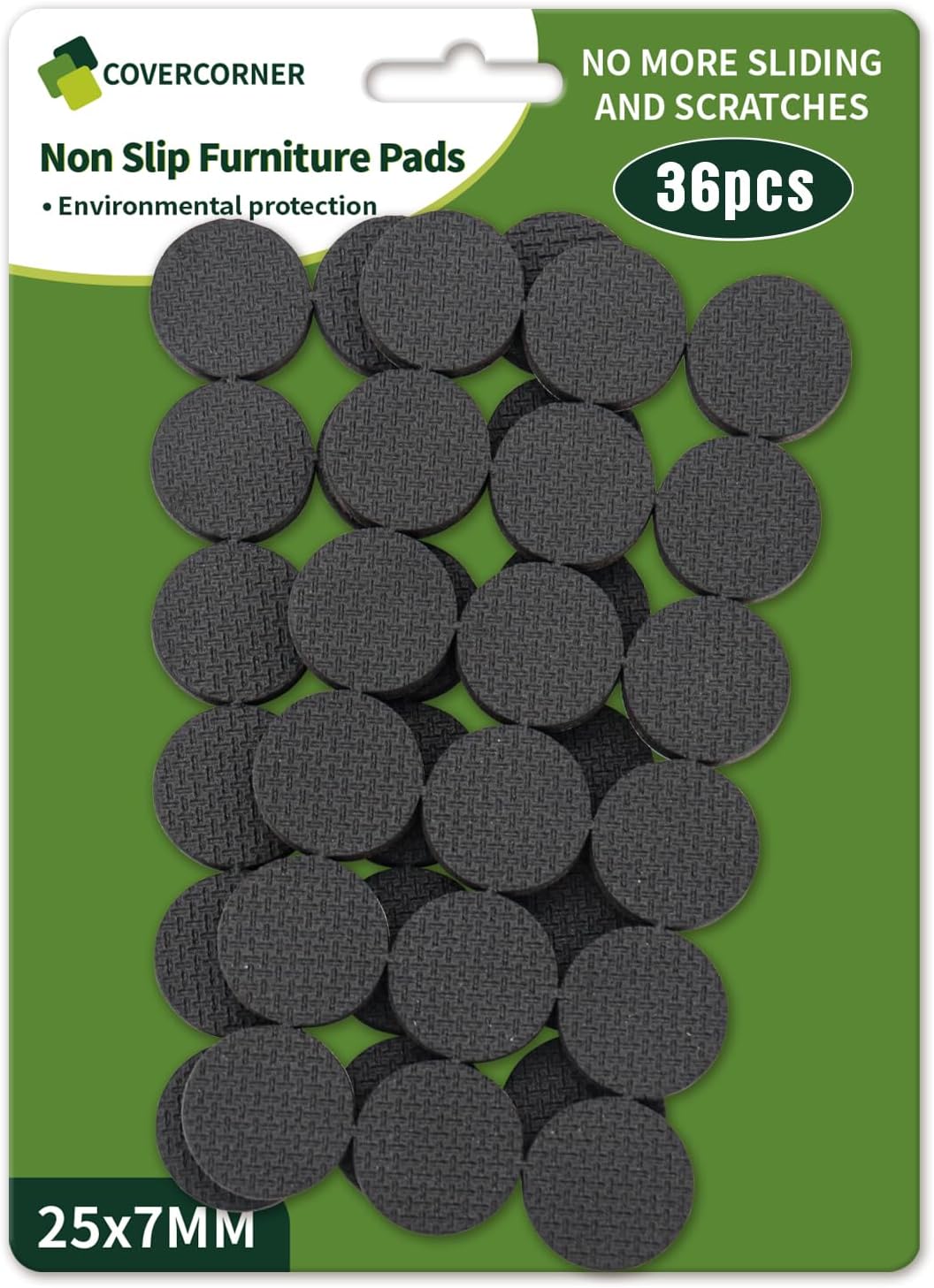 Non Slip Furniture Pads 36 PCS 1'' Round - Anti Slip Furniture Pads - Self Adhesive Rubber Feet Furniture Feet - Chair Leg Floor Protectors - Keep Furniture in Place