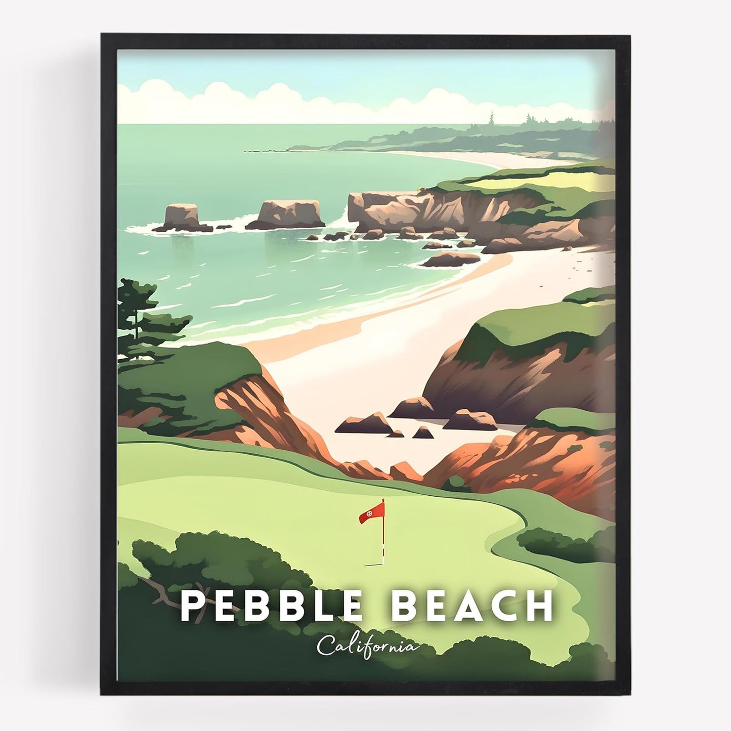 Golf Course Premium Giclee Fine Art Prints - Augusta, Pebble Beach, Pinehurst, Golf Course Posters, Golf Wall Art, Aesthetic Poster for Home Office Decor, Ready to Frame