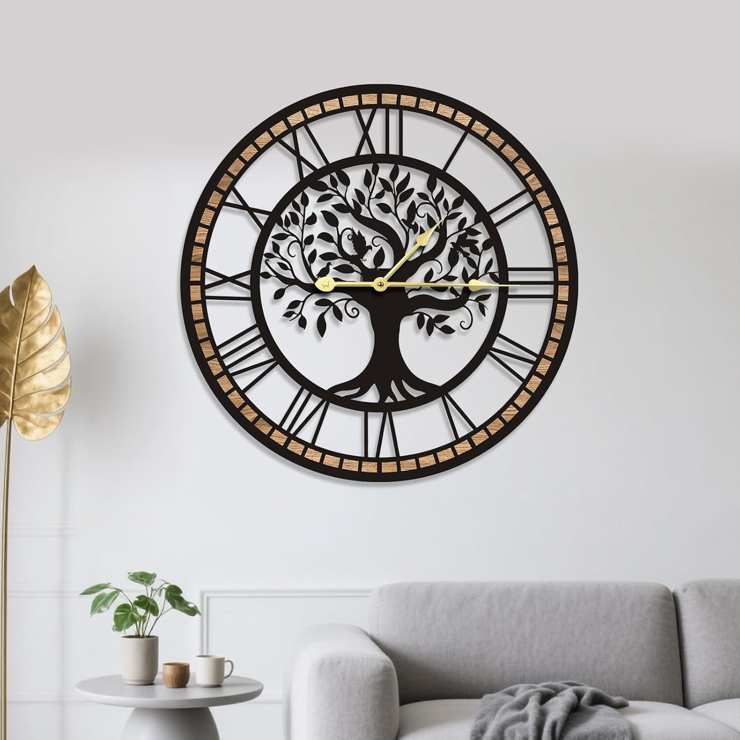 Wall Clocks for Living Room Decor - Tree of Life Big Wall Clock, Quiet and No Ticking Suitable for Wall Decor, Living Room Decoration, Kitchen Decoration (24 in)
