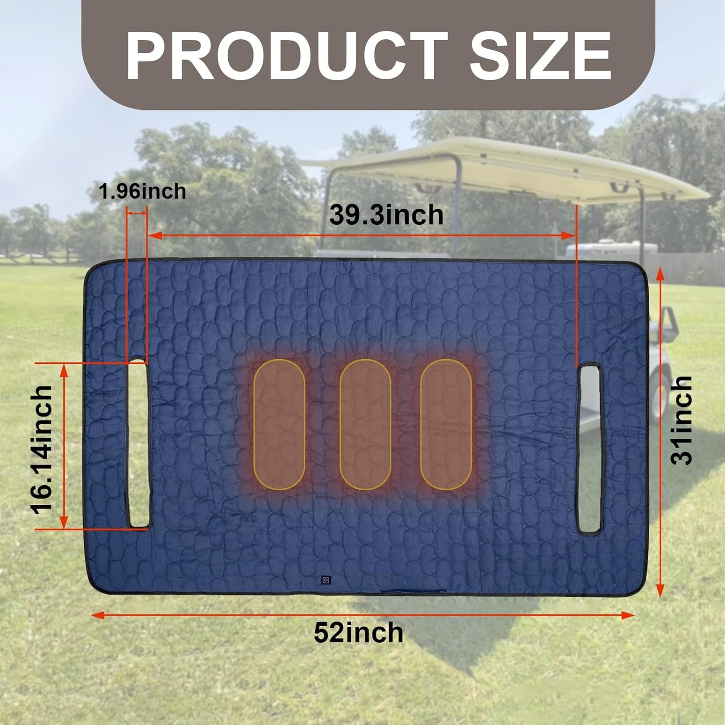 TUYU Heated Golf Cart Seat Cover,Non-Slip Winter Golf Cart Seat Warmer Towel Blanket for 2-Person Seats Club Car, Golf Cart Accessories Gift for Men.52 * 32 inch. Keeps Warm and Clean