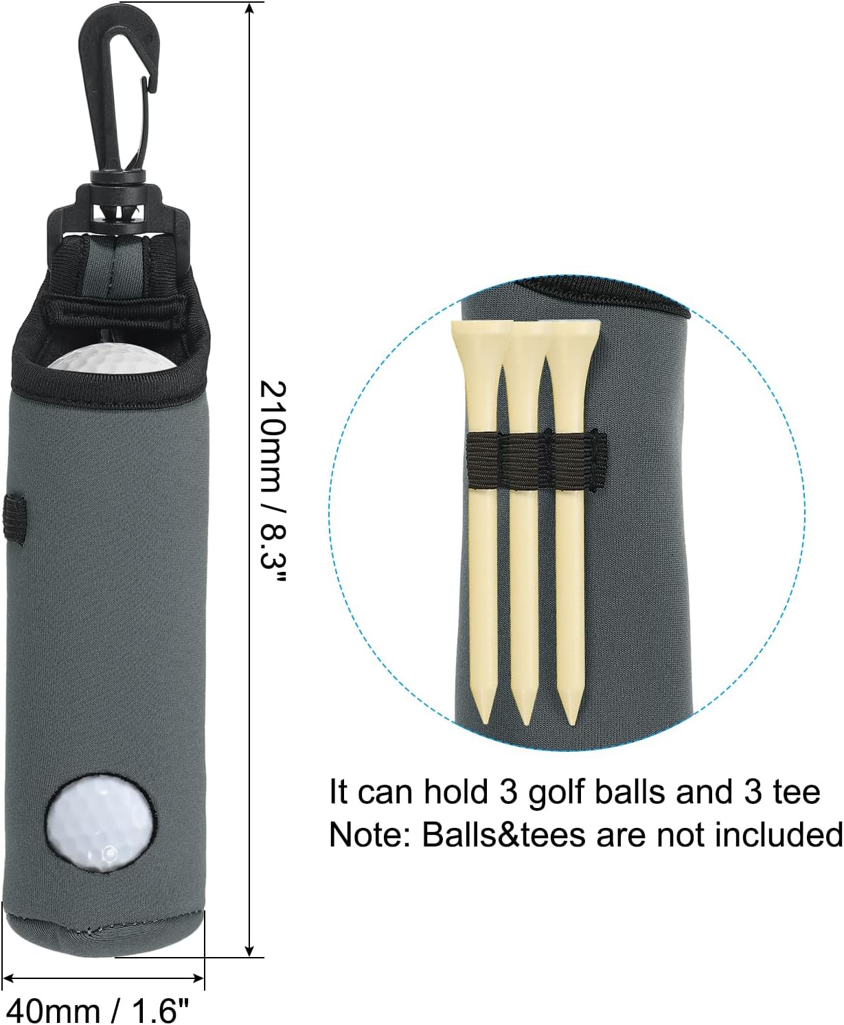 PATIKIL Golf Ball Carry Bag, Golf Tee Holder Pouch Portable Neoprene Golf Ball Holder with Clip for Men and Women Storage Gifts