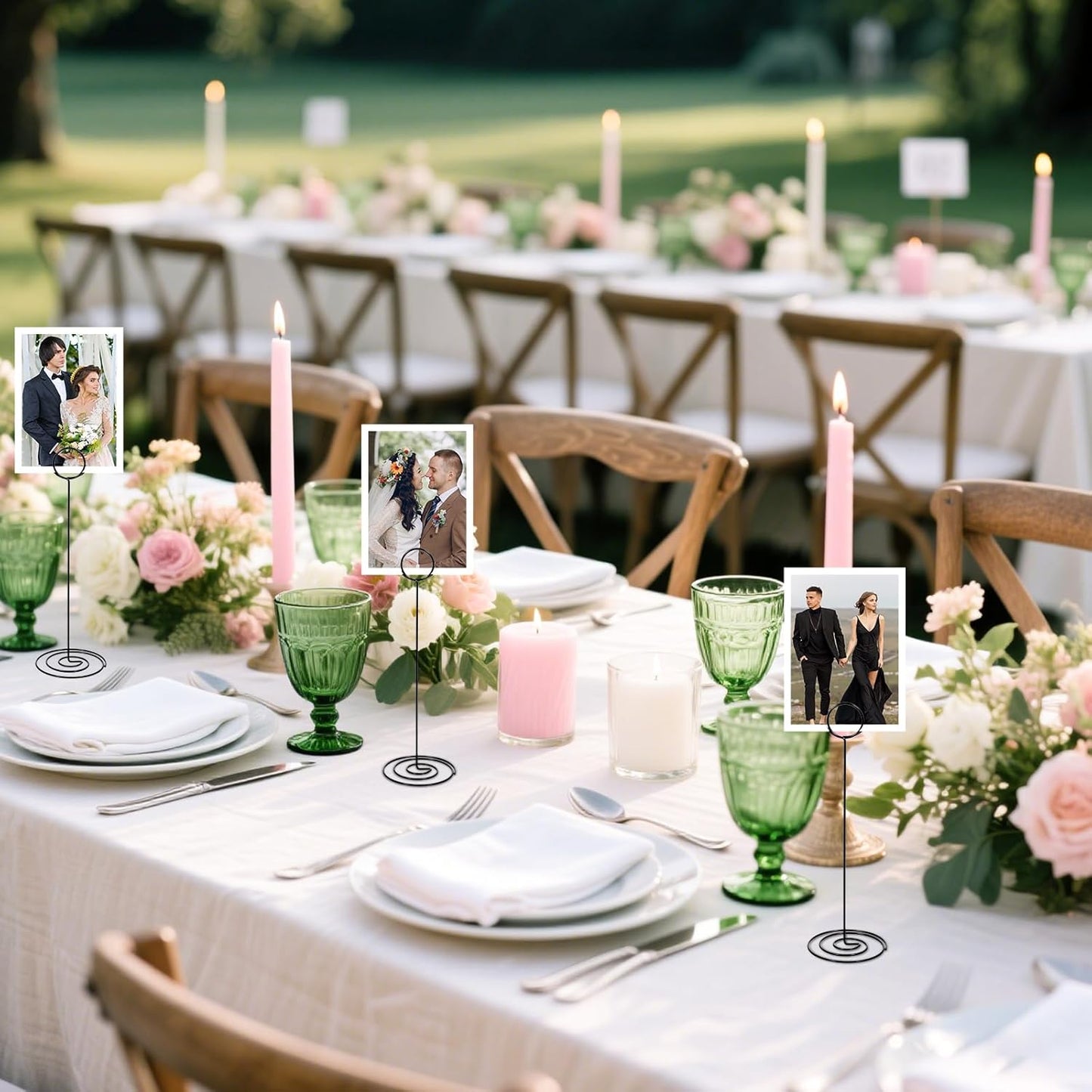 24 Pack 8.6 Inch Table Number Holder Table Sign Stands Picture Name Menu Clips Place Card Holder for Wedding Anniversary Party Display Centerpieces