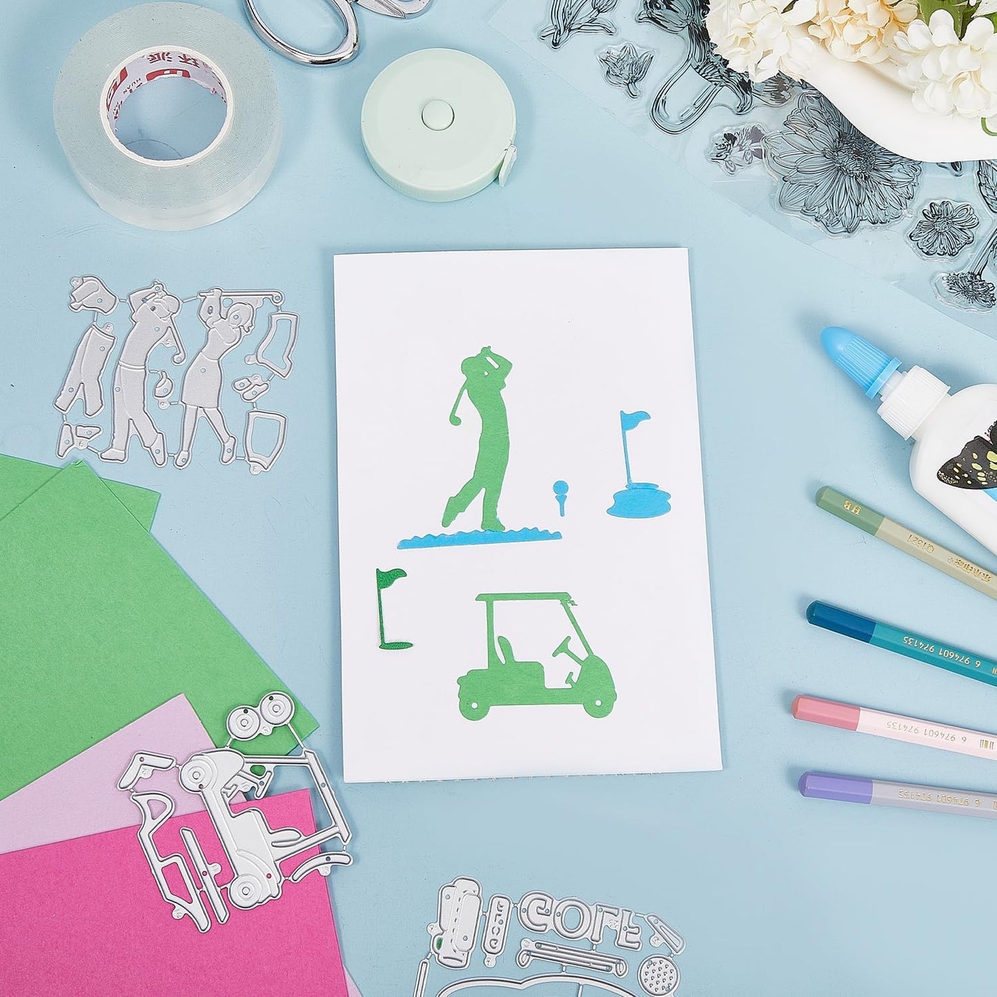 GLOBLELAND Golf Lady Man Cutting Dies for DIY Scrapbooking Metal Golf Sport Die Cuts Embossing Stencils Template for Paper Card Making Decoration Album Craft Decor