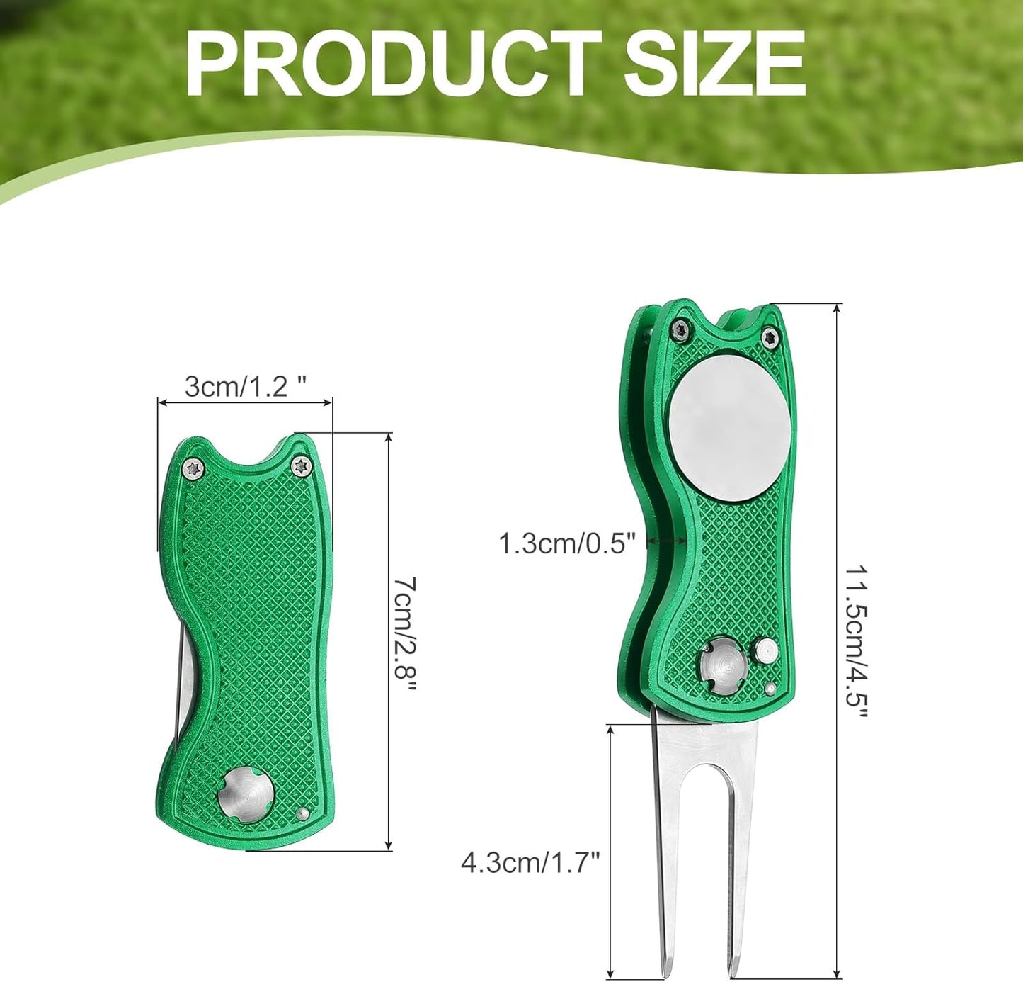 PATIKIL Golf Divot Repair Tool Foldable Metal Golf Green Divot Tool with Magnetic Ball Marker
