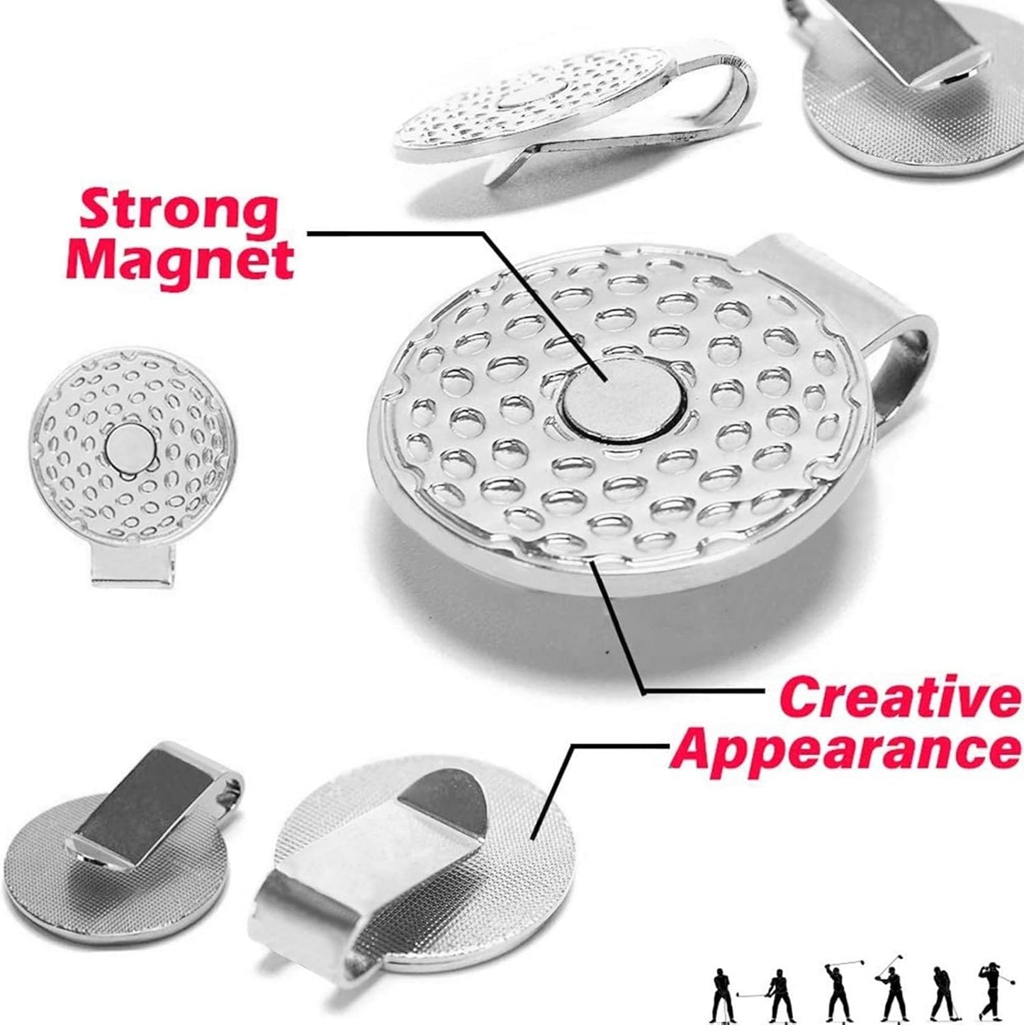 Jebor Golf Ball Markers with Hat Clips and Storage Box Value Sets for Men Women Golfer, Removable Attaches Easily to Golf Cap Premium Gifts Golf Ball Marker hat Clip