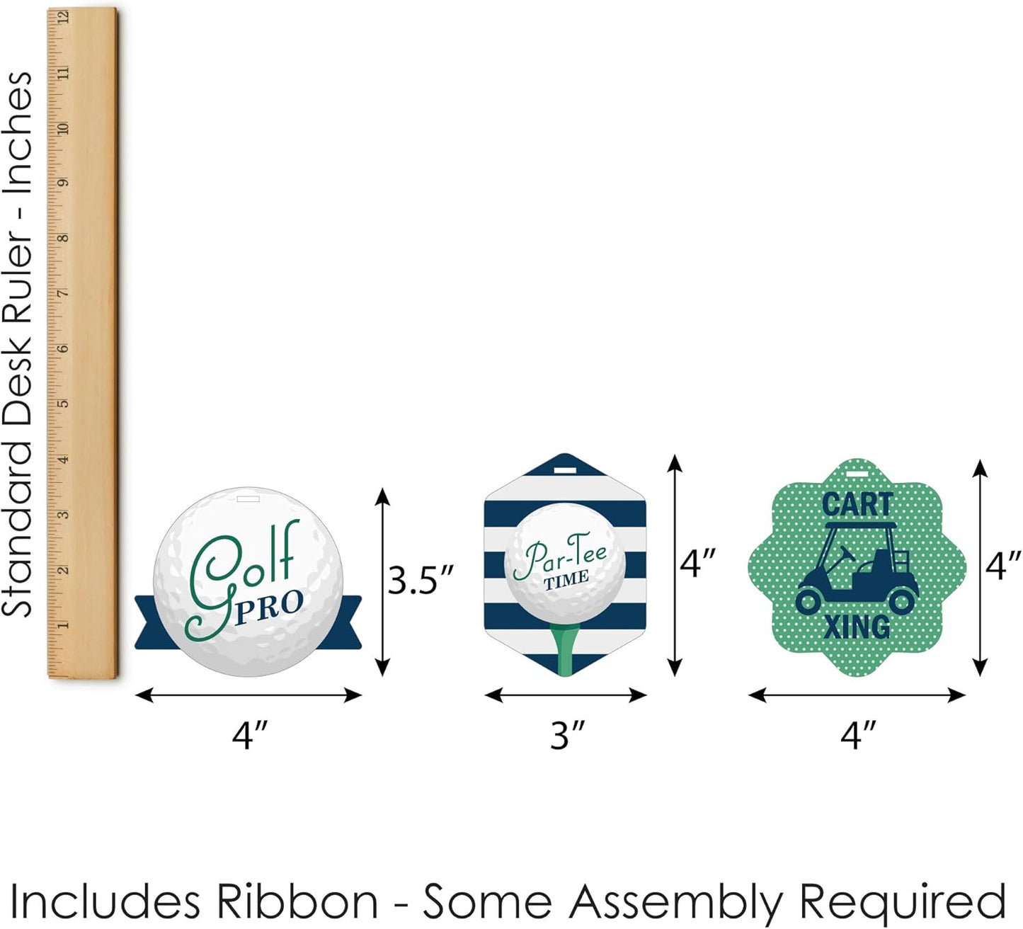 Big Dot of Happiness Par-Tee Time - Golf - Assorted Hanging Birthday or Retirement Party Favor Tags - Gift Tag Toppers - Set of 12