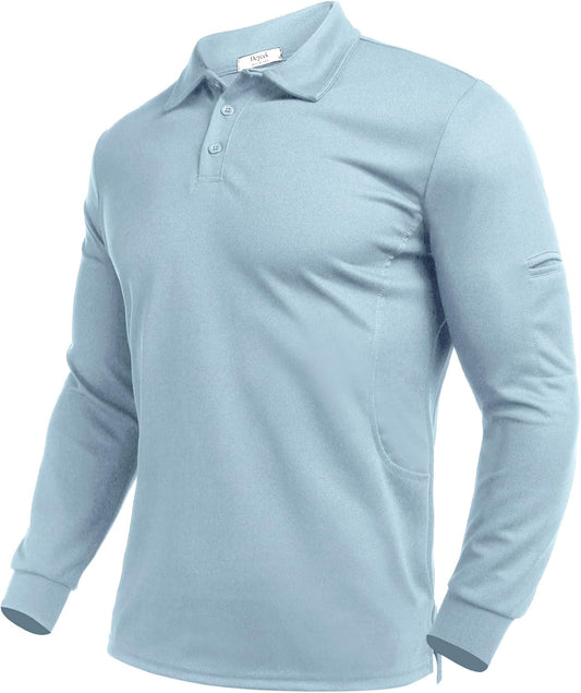 Deyeek Men's Polo Shirts Long Sleeve Golf Polo Shirts for Men Quick Dry UPF 50+ Sun Protection Polos Casual Collared Shirts