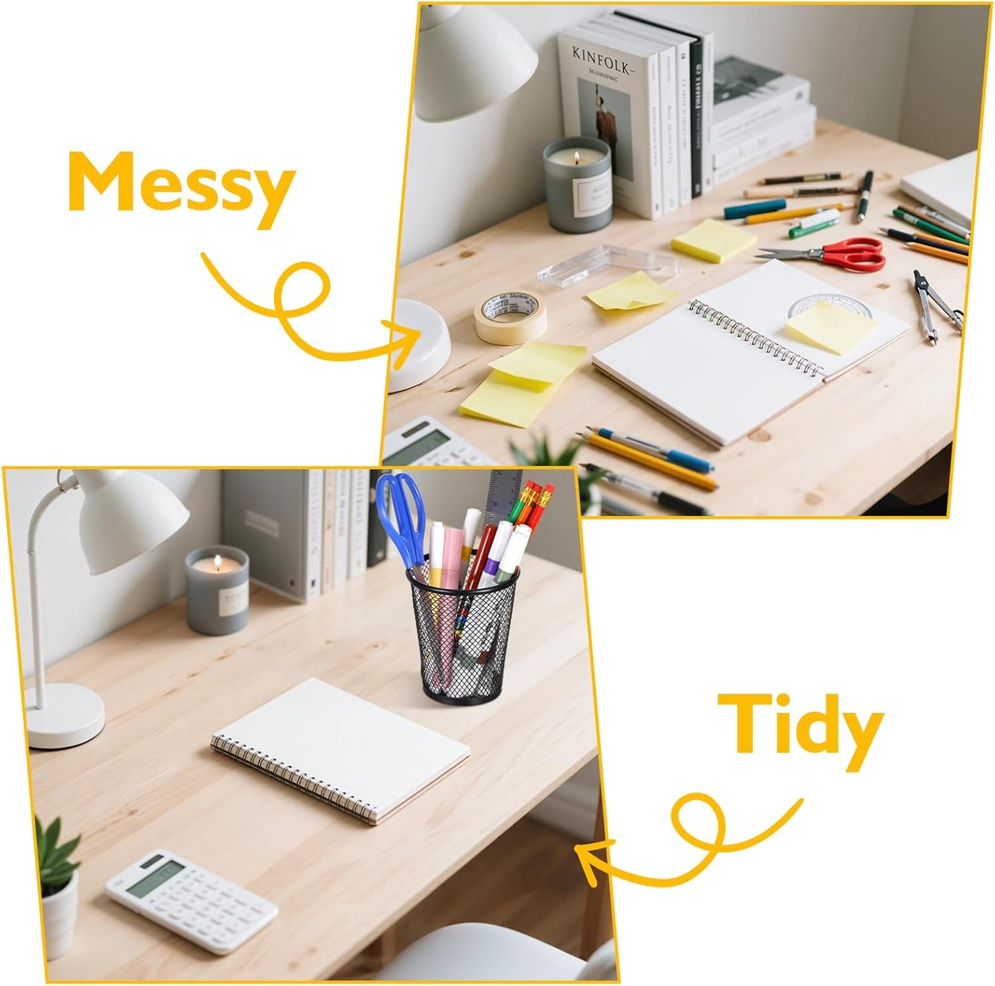 24 Pack Mesh Pen Holders, Bulk Metal Desk Organizer Pencil Cups, Round Premium Black Pencil Holders with Open Mesh Design for Home, Office Supplies, Makeup Brushes