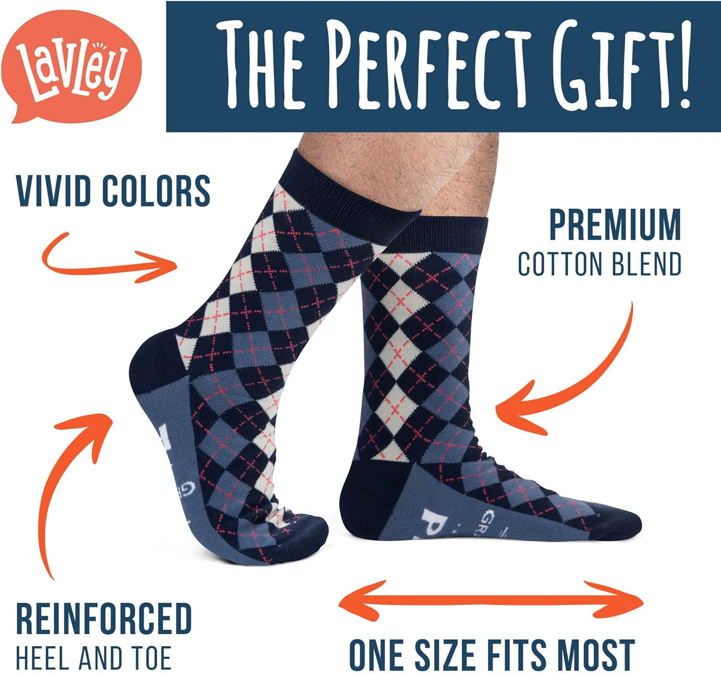 Lavley Funny Golf Socks - Fun gift for golfers - Unisex one size fits most - Great for birthdays or stocking stuffers