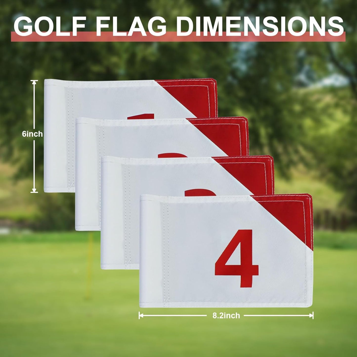 Crestgolf 4 PCS Mini Golf Flags for Yard, All 8x6 Inch, Upgraded Dual-Layer 420D Nylon, Double Sided Printing, Numbered 1-4 Golf Pin Flags for Practice Putting Green with Tube Inserted