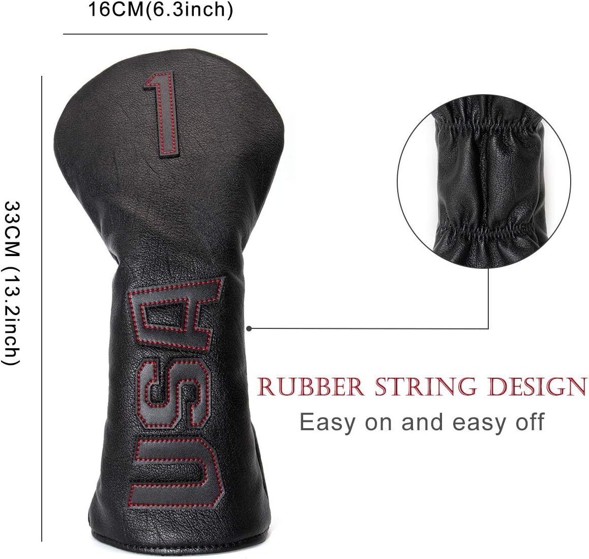 TaylorMade, Titleist, Callaway Golf Driver & Fairway Wood Headcovers - Black Synthetic Leather, Thick, Cool, USA Made