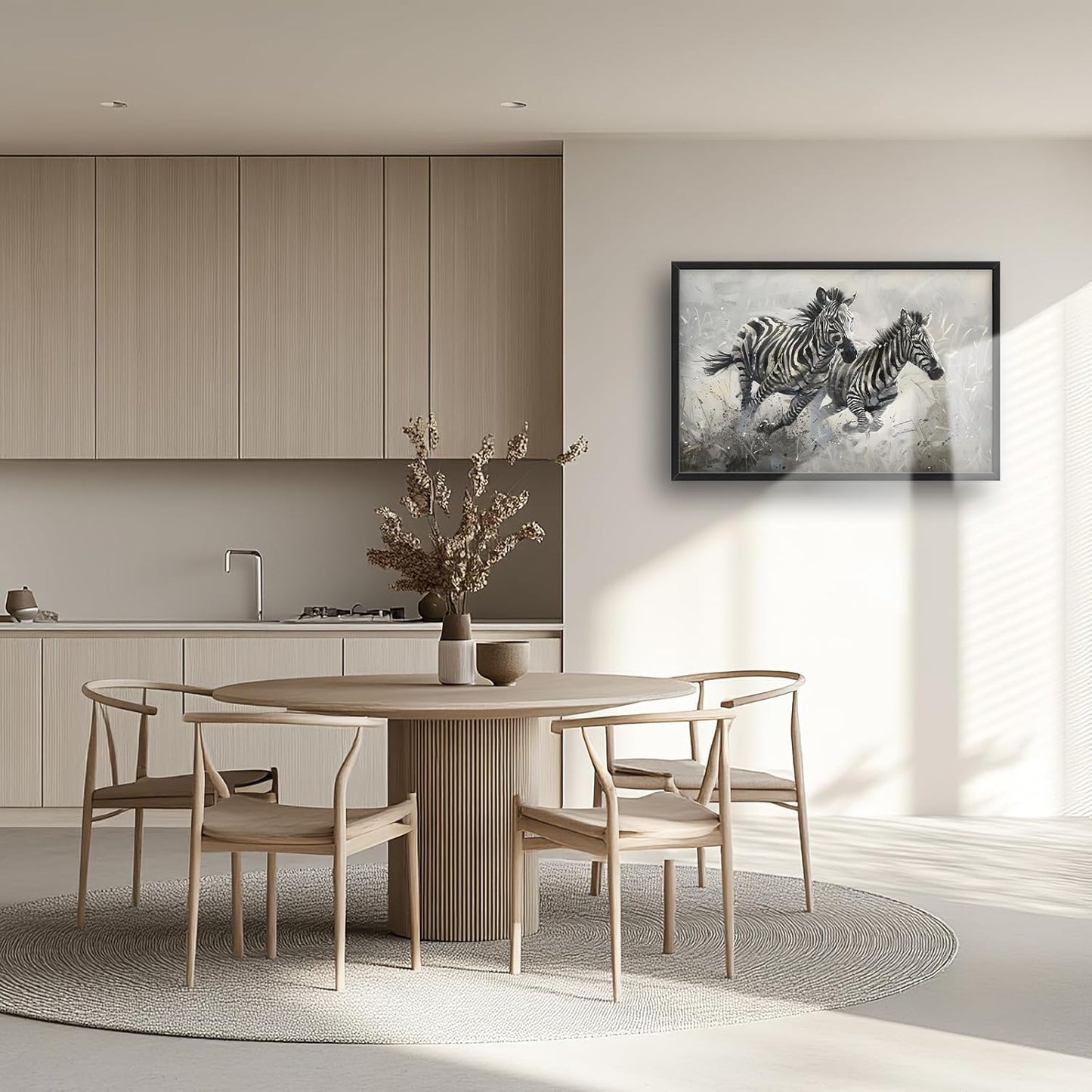 Large Country Zebra Framed Wall Art for Living Room African Zebra Pictures Canvas Wall Decor Print Painting Artwork Modern Home Decorations for Bedroom Office 36x24 inch