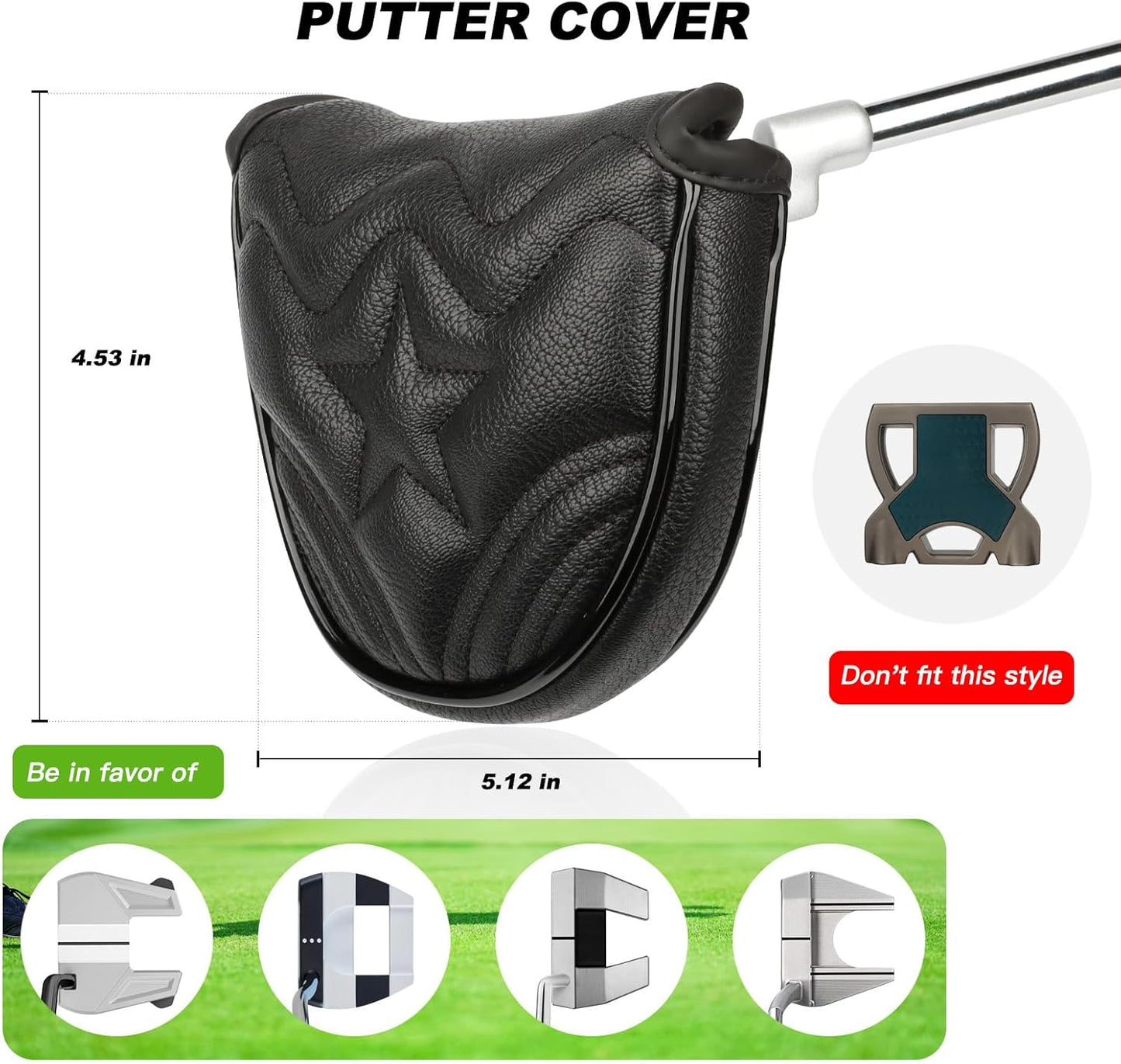 4pcs or 1pc Golf Club Head Covers for Woods, Driver, Fairway, Hybrid – Premium PU Leather with Interchangeable Tags & Magnetic Blade and Mallet Putter Covers