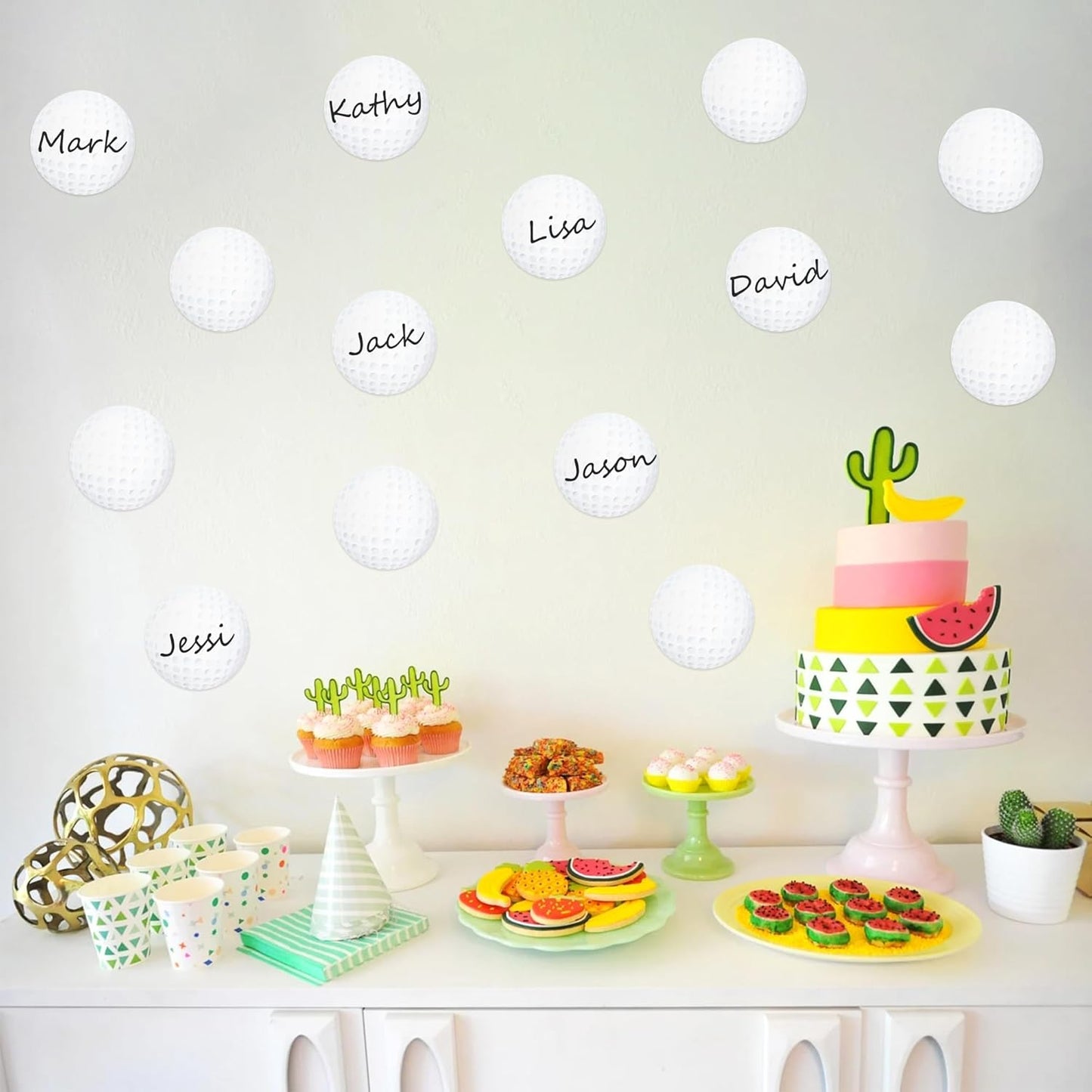 Glitter Golf Cutouts- 100Pcs Sport Ball Cut Outs Bulletin Board Golf Ball Shape DIY Paper Cuts Party Decorations for Sports Theme Par-Tee Time Party Baby Shower Birthday Classroom Game Day Wall Decors