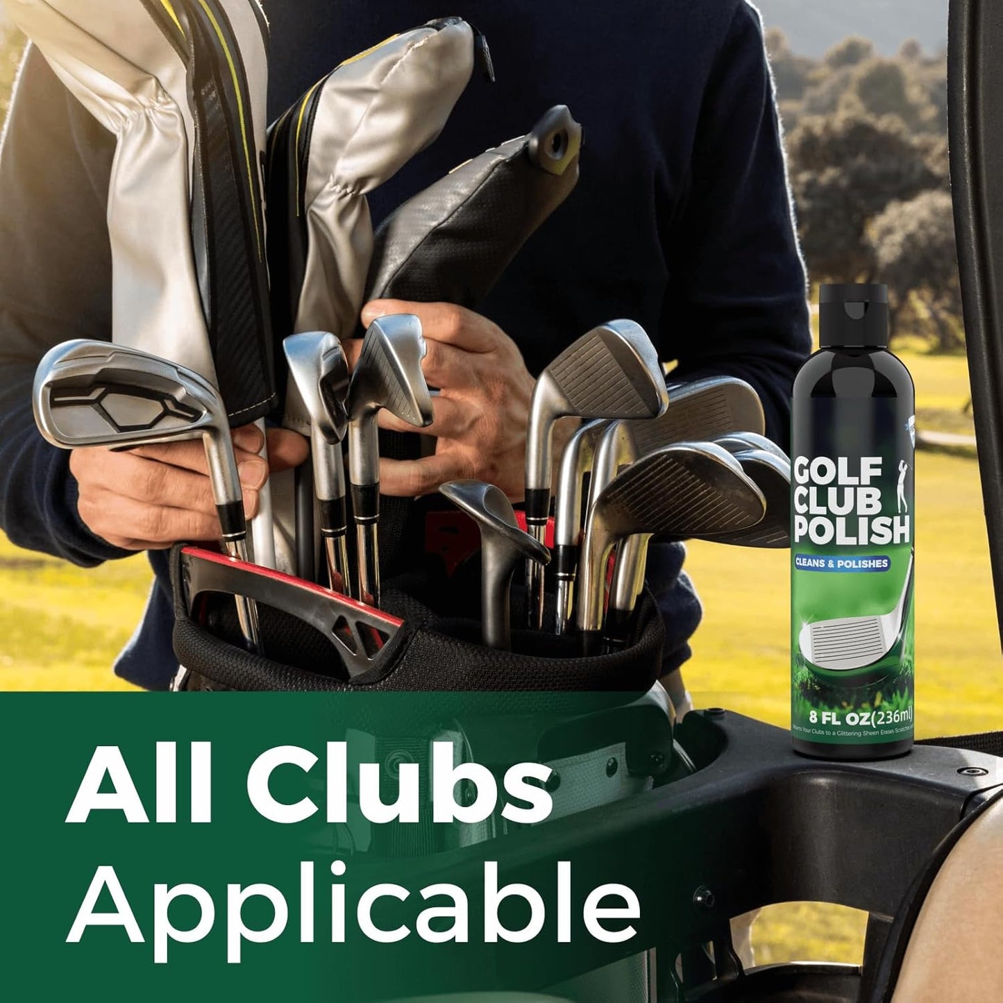 Qucship 8oz Golf Club Polish with Towel, 4-in-1 Golf Club Polishing kit - Easy to Use Golf Club Cleaner and Scratch Remover, Long Lasting Golf Club Polish for Metal, Zinc, Aluminum & Steel Clubs