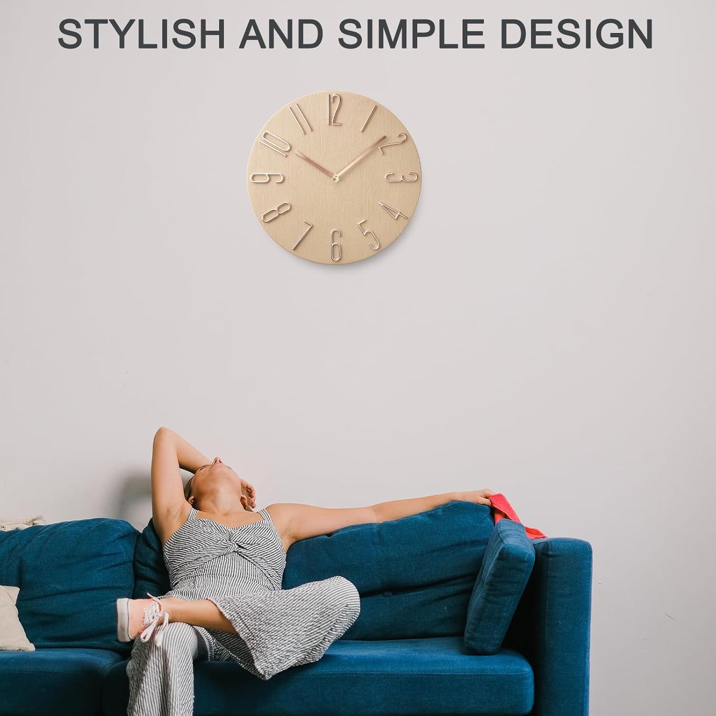 Wall Clock, Silent Clock, Wall Clocks Battery Operated， 12 inch Modern Wall Clock, Suitable for Offices, Living Rooms, Kitchens, Homes, Schools (Beige Without Second Hand)