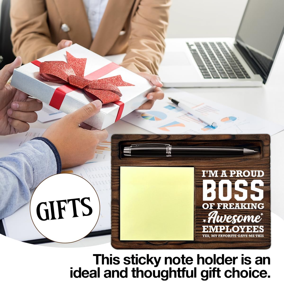 Boss Gifts for Men, Thank You Appreciation Gifts for Boss Boss's Day Leaving Retirement Birthday, Sticky Note Holder Gift for Bosses Office