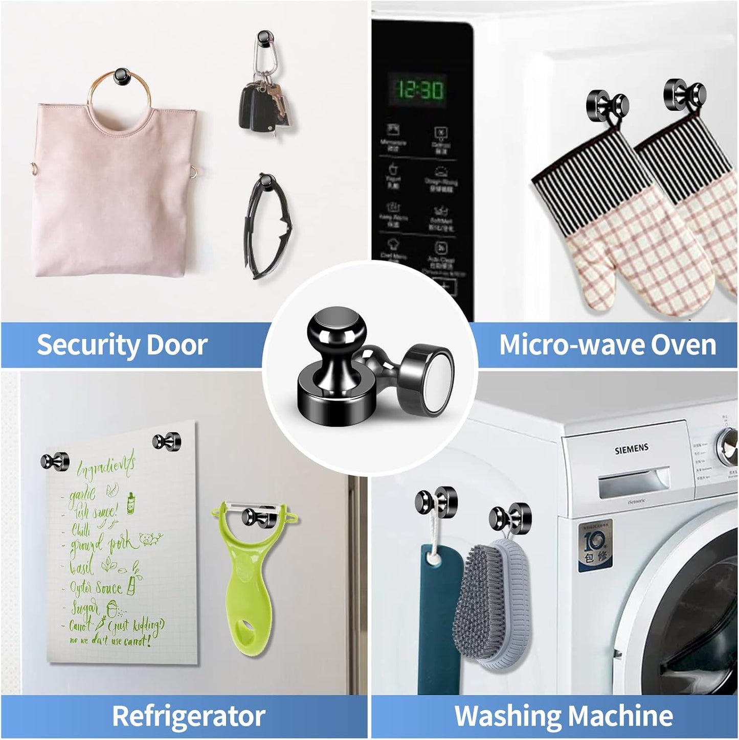 36Pack Refrigerator Magnets Black Fridge Magnets for Whiteboard Strong Whiteboard Magnets Small Metal Magnets for Fridge White Board Map Kitchen Office Classroom Adult