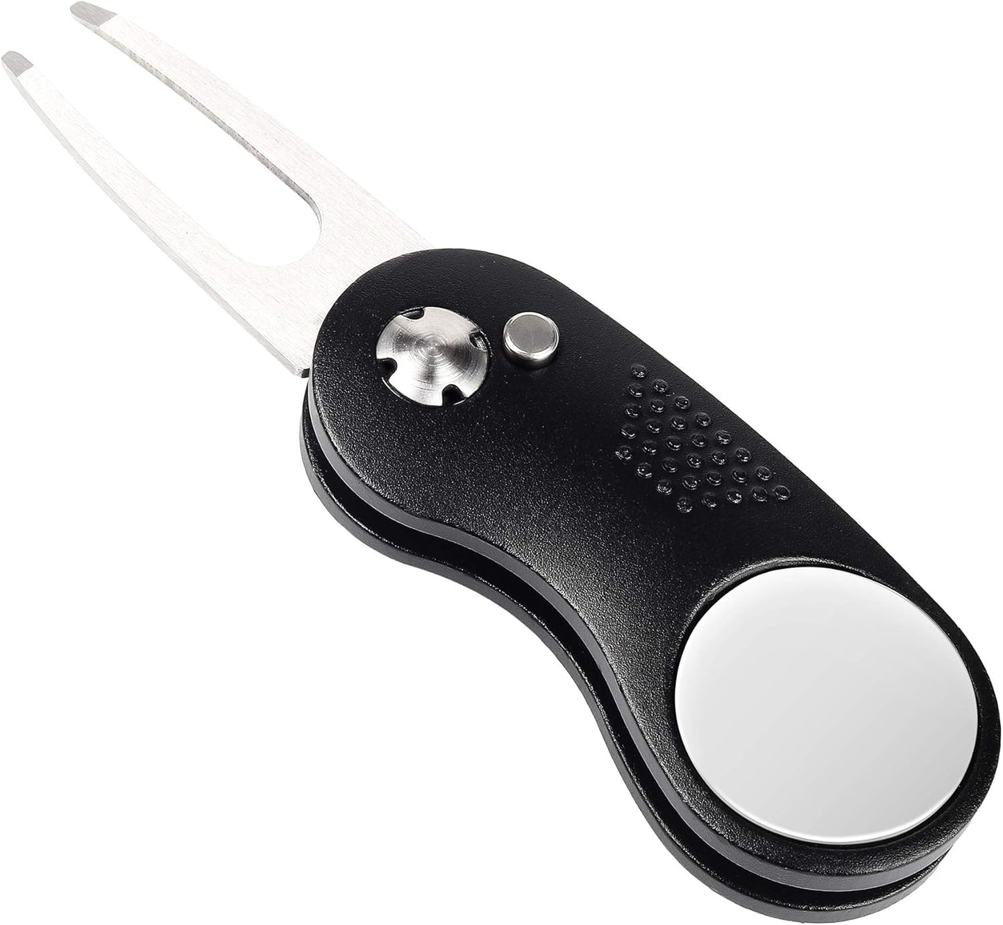 Mile High Life Golf Divot Repair Tool, All Metal Foldable Divot Tool with Pop-up Button & Magnetic Ball Marker