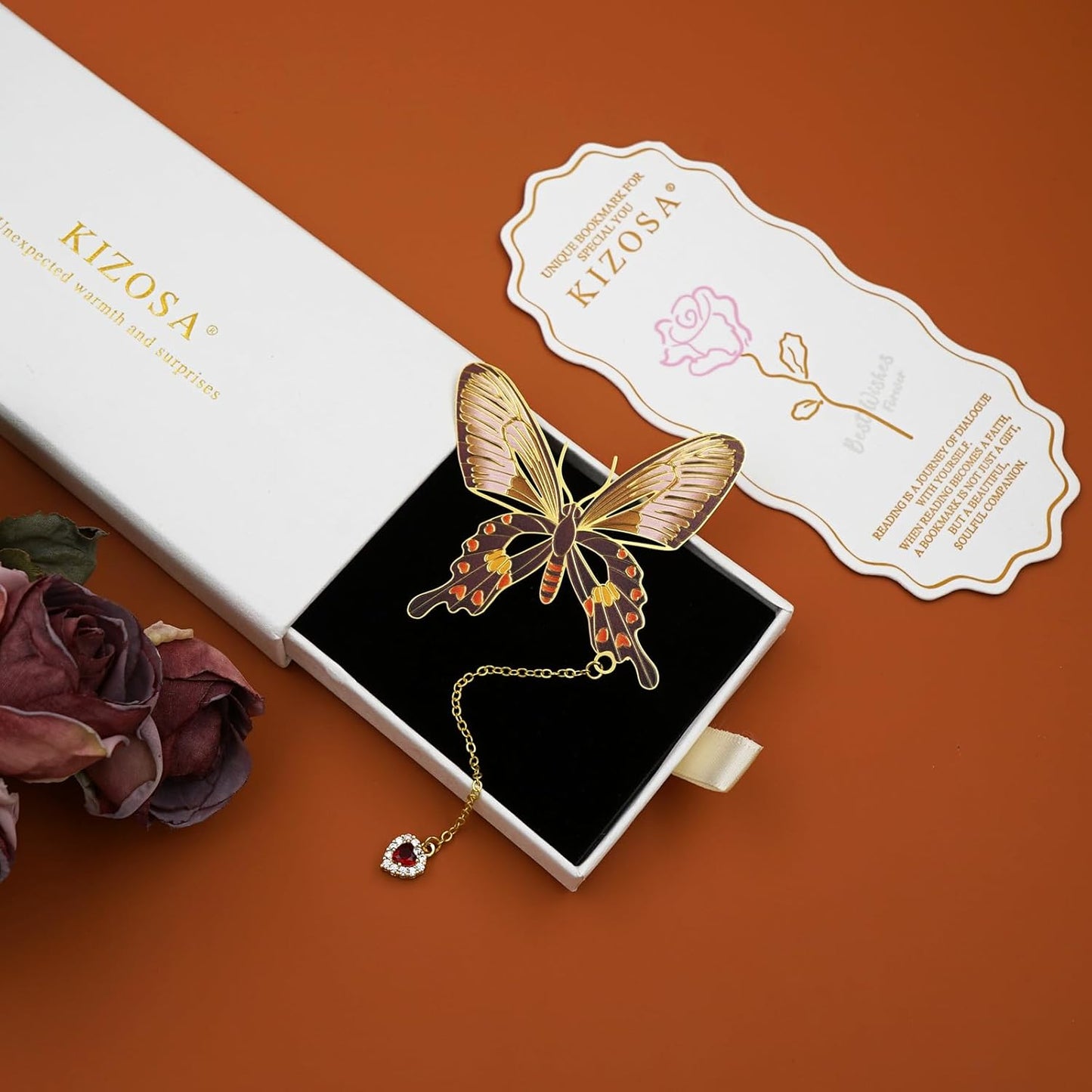 Butterfly Bookmarks for Women,Metal Bookmark,Unique Gifts Book Markers for Women Book Lovers,Teacher Appreciation Gifts,Valentine Mother's Day Christmas New Year Birthday Gift (04-Love)