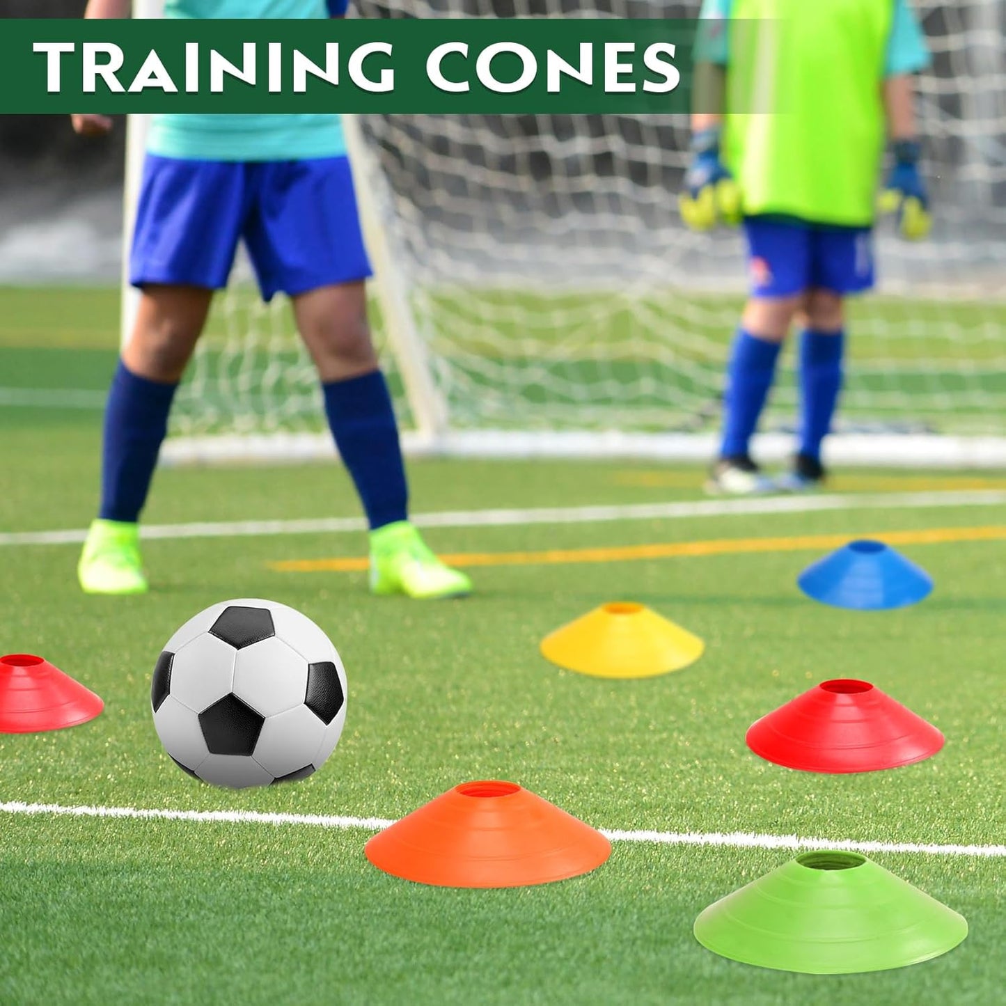 VOGRYE Disc Cones, 25/50/100 Pack, with Carry Bag, 5 Color, for Sports Training, Soccer, Football, Basketball, Coaching, Practice Equipment(25 Pack -5 Color)