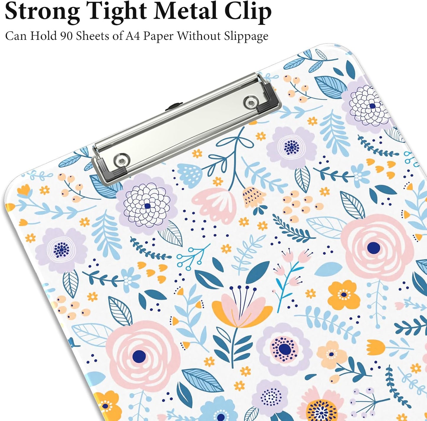 Rimilak Plastic Clipboards with Metal Clip, A4 Letter Size 9 x 12.5 in, Office Decorative for Students Women Men and Kids, Cute Custom Pattern, Purple Flower