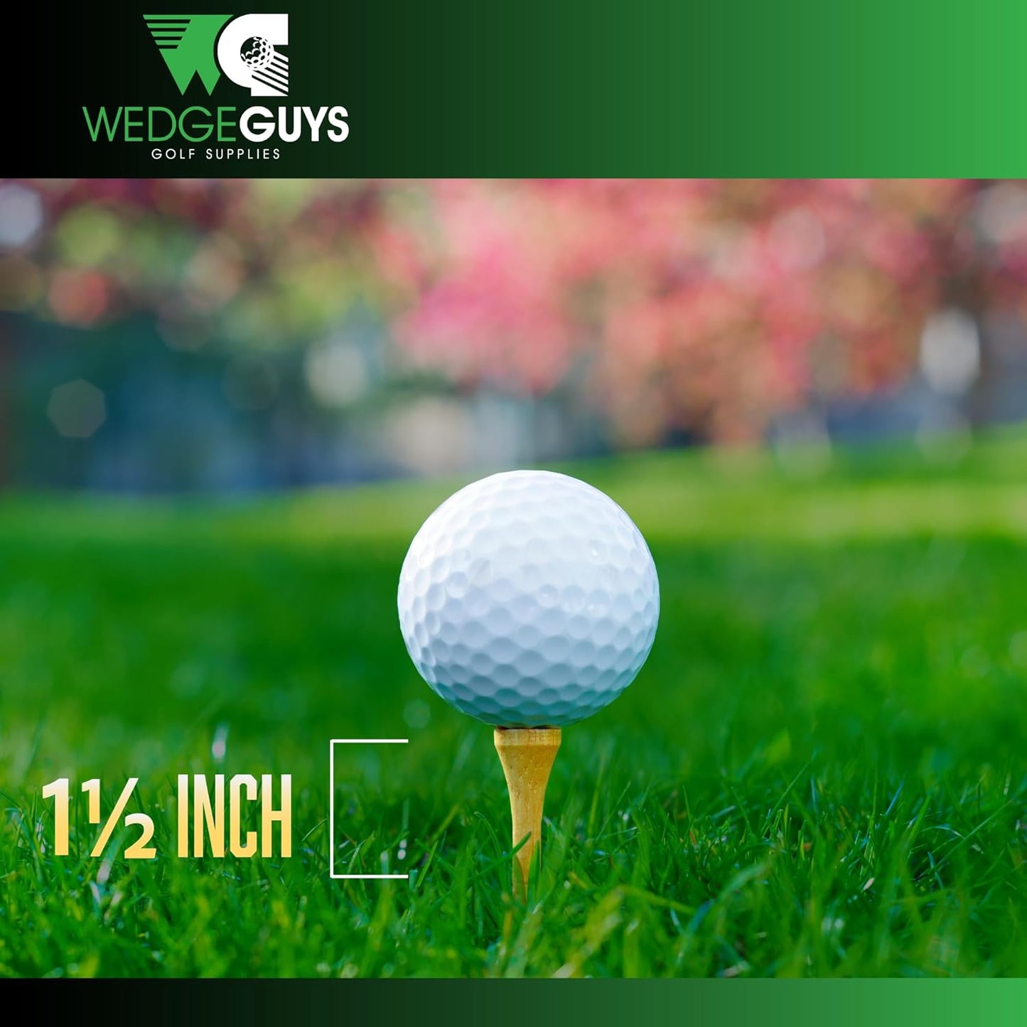 Wedge Guys Bamboo Golf Tees 1-1/2" | 100 pcs. | Extra Durable & Stronger Than Wood Tees | Biodegradable & Less Friction | PGA Professional Approved, Golf Tees Bulk Bag