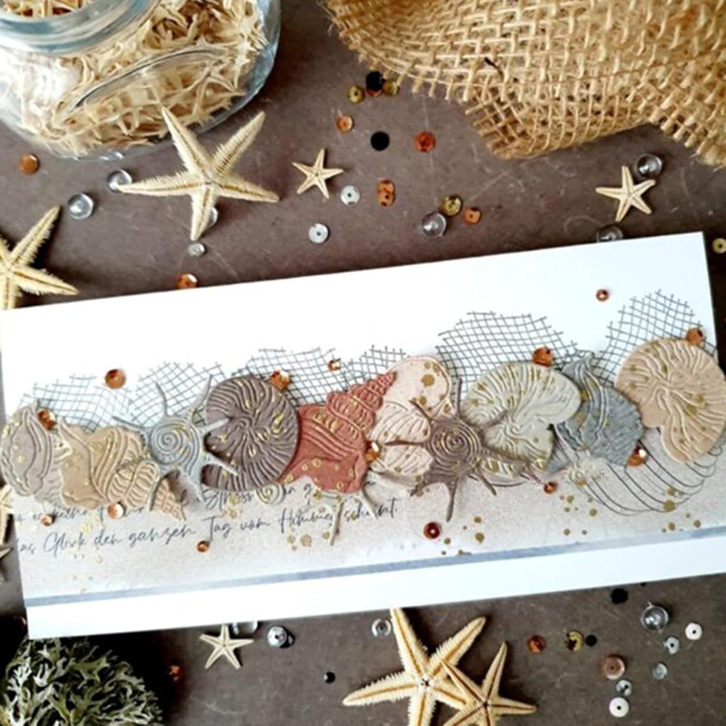 Lapoo Cutting Die for Scrapbooking, 3D Backgrounds Frame New Cutting Dies DIY Album Card Making Decor Paper Craft Metal Die Cuts Party Decorations (Whelk Sea 3.9 x 3 in)