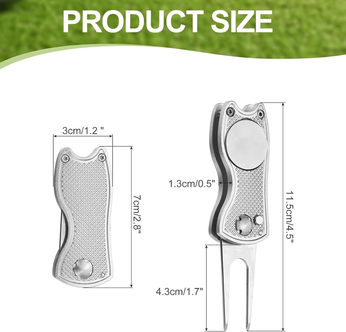 PATIKIL Golf Divot Repair Tool Foldable Metal Golf Green Divot Tool with Magnetic Ball Marker
