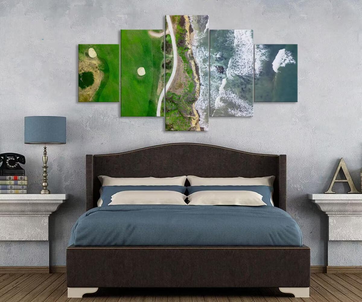 San Francisco California Golf Links Wall Art for Living Room Bedroom Bathroom Home Decorations Half Moon Bay Golf Links Pictures Posters Framed Artwork Canvas Prints Ready to Hang(60''W x 32''H)