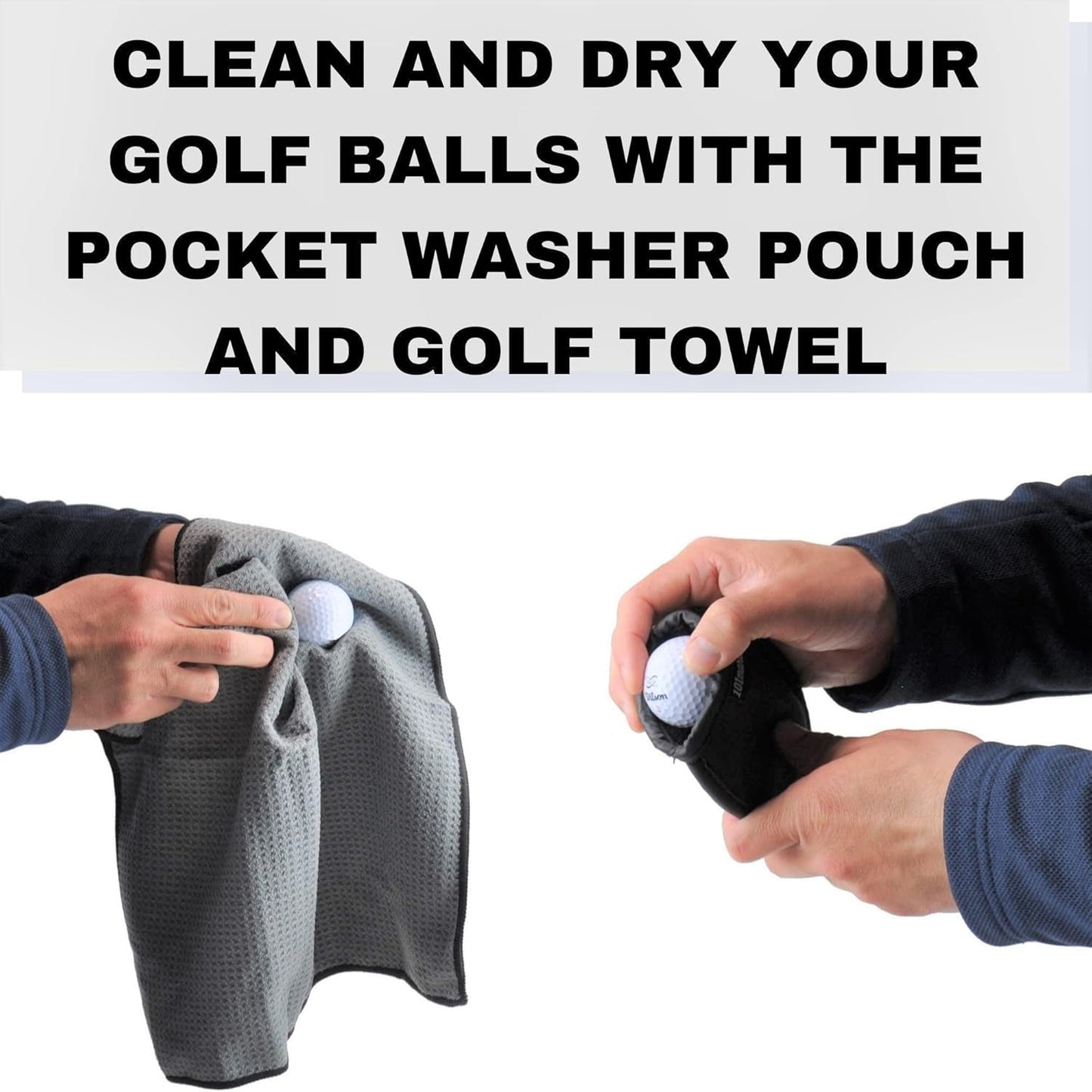 Golf Cleaning Kit | Golf Accessories Gift Kit | 3 Golf Towels |Retractable Cleaning Brush | 2 Pocket Ball Washer Pouches