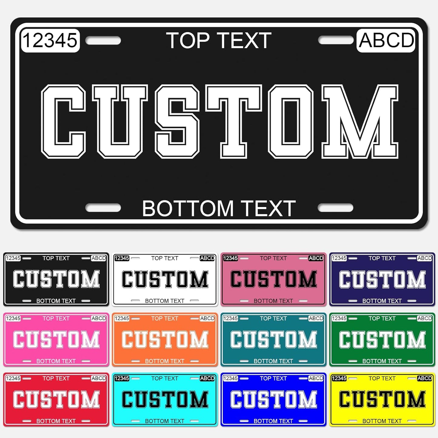 Custom License Plate - Metal Personalized License Plates with UV Printed Decorative Designs Front Vanity for Car, Auto Accessories with Customizable Text - 6x12 Inch Car Decor Tags & Number Plates