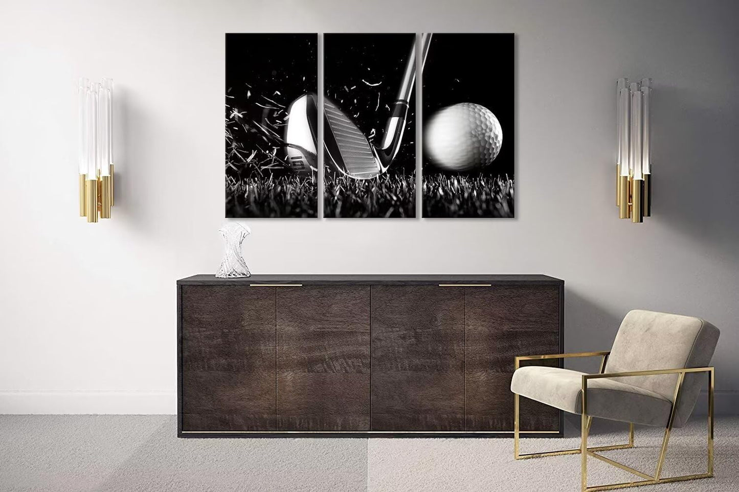 chenchenArt Black and White Golf Wall Art for Living Room Bedroom Home Decorations Golf Wall Decor for Office Golf Pictures Posters Canvas Prints Modern Artwork Framed Ready to Hang(14''W x 28''H x3)