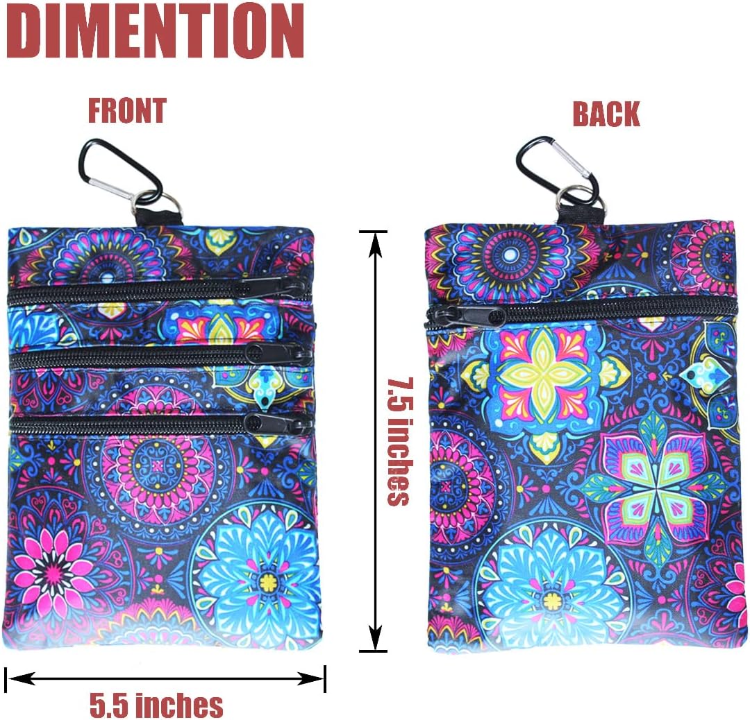 Golf valuables Pouch, Zipper Golf Ball Bag with 4 Pockets, Golf Accessories Pouch for Storing Balls,tees,Mobile Phone,Keys, Cards and Cash, Great Gift for Golfers